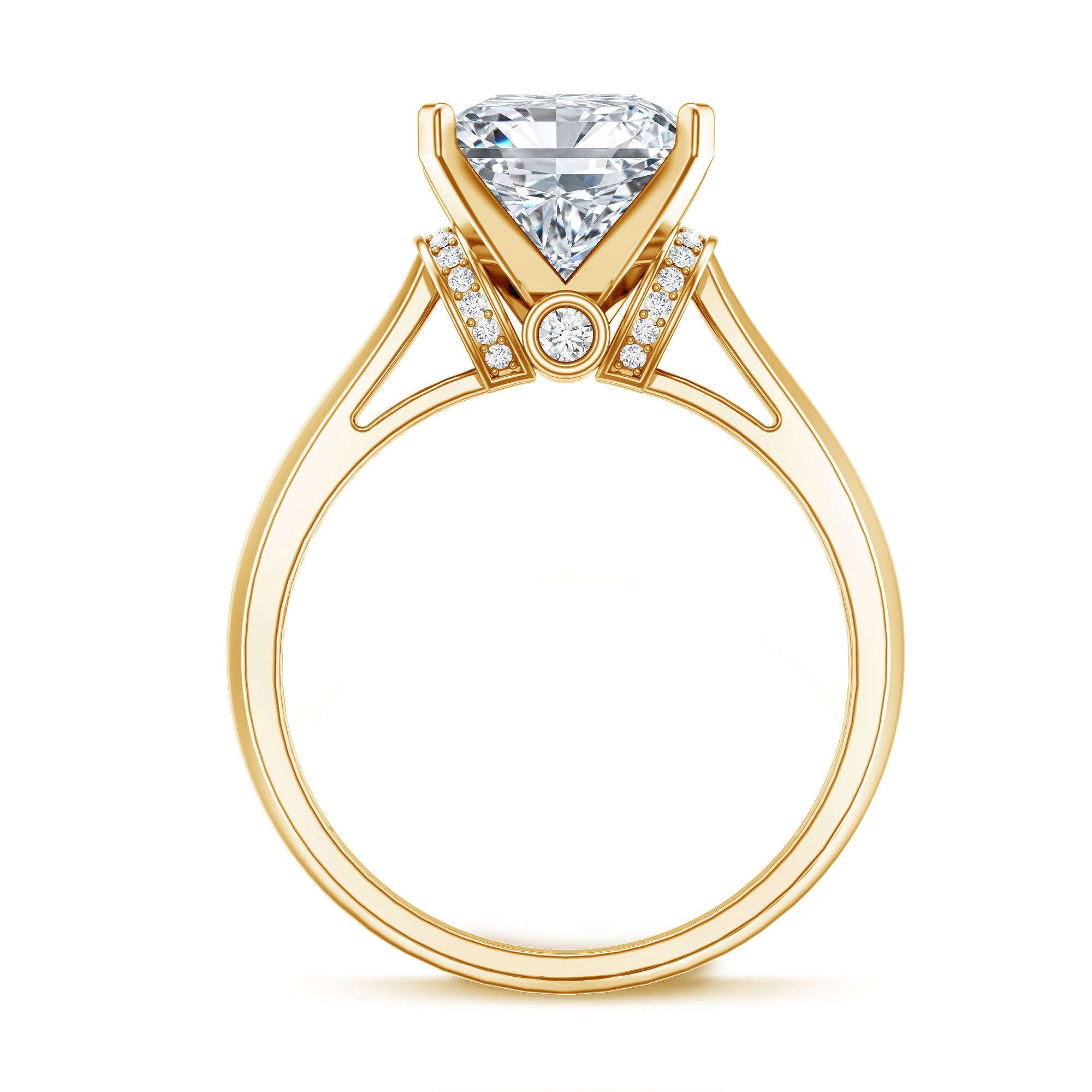 Solitaire 3 Carat Lab Grown Diamond Princess Cut Engagement Ring IGI Certified Lab - ( E-VS1 ) - Rosec Jewels