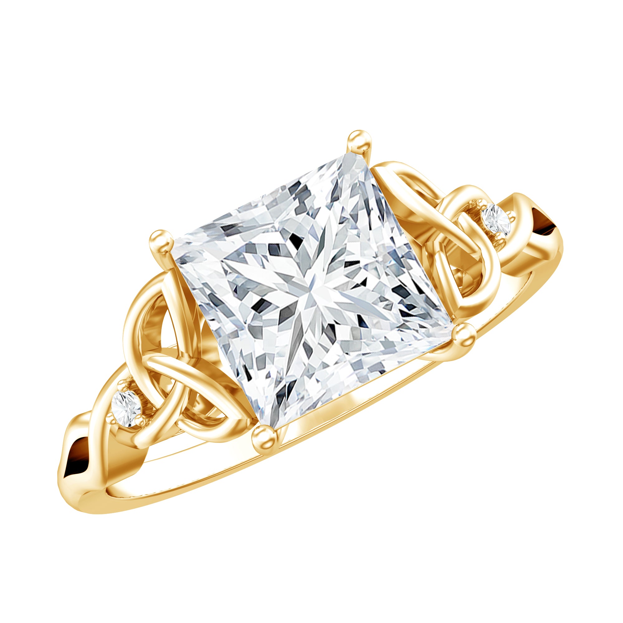 Princess Cut 2 Carat Lab Grown Diamond Celtic Engagement Ring with IGI Certificate Lab - ( E-VS1 ) - Rosec Jewels