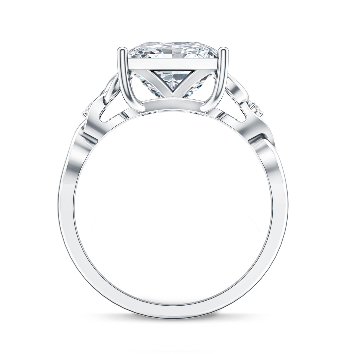 Rosec Jewels-4 Carat Princess Cut Lab Grown Diamond Celtic Engagement Ring with IGI Certificate