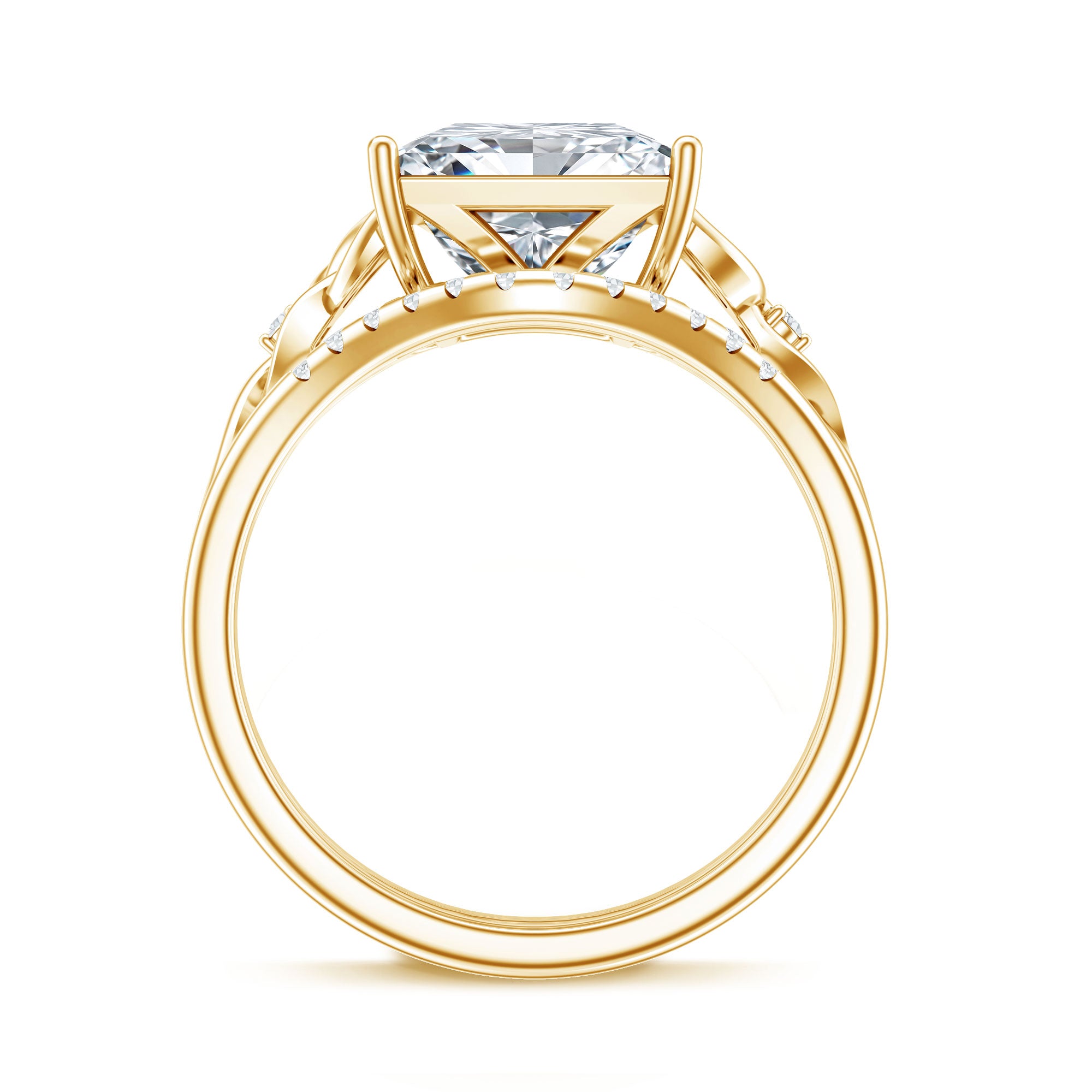 IGI Certified Princess Cut 4 Carat Lab Grown Diamond Celtic Engagement Ring with Enhancer Lab - ( E-VS1 ) - Rosec Jewels