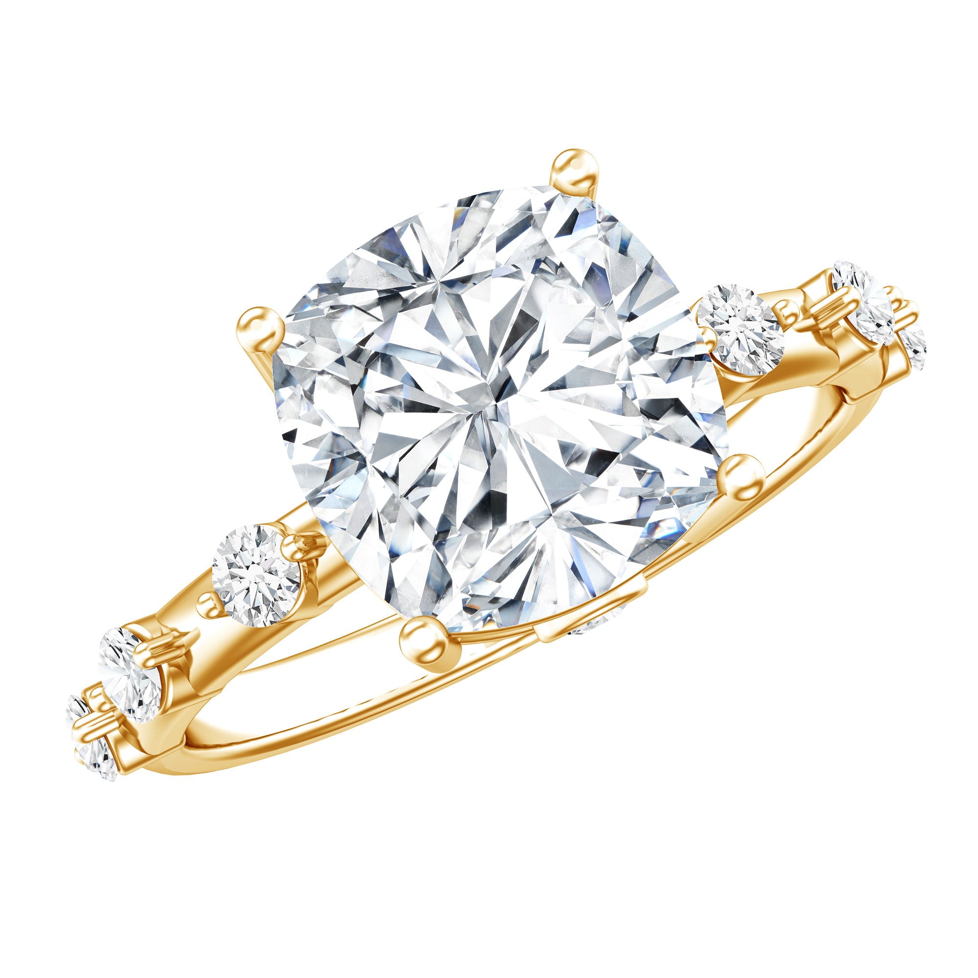 Lab Grown 4 Carat Diamond Cushion Cut Engagement Ring with IGI Certificate Lab - ( E-VS1 ) - Rosec Jewels