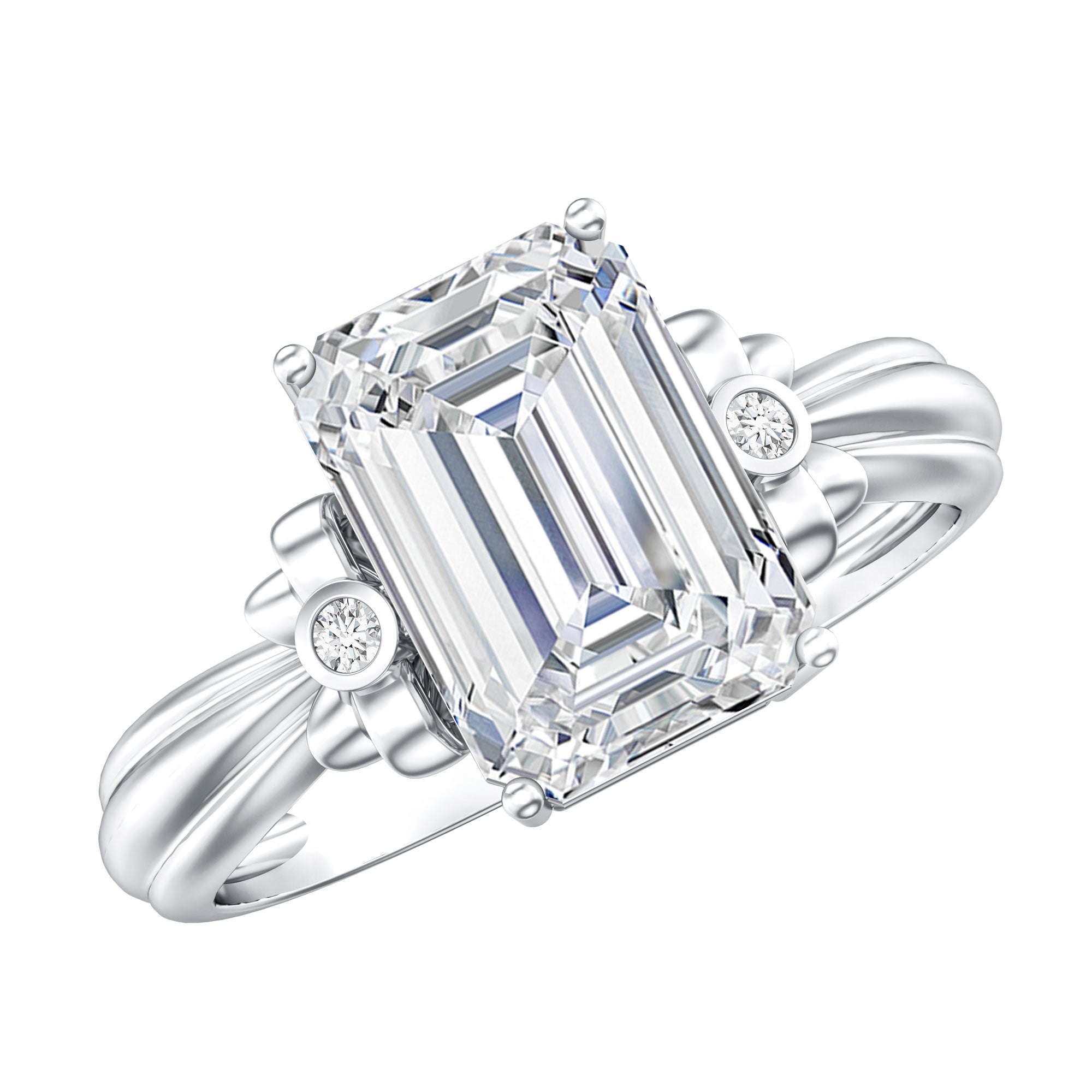 Emerald Cut Lab Grown Diamond 3 Carat Engagement Ring IGI Certified Lab - ( E-VS1 ) - Rosec Jewels