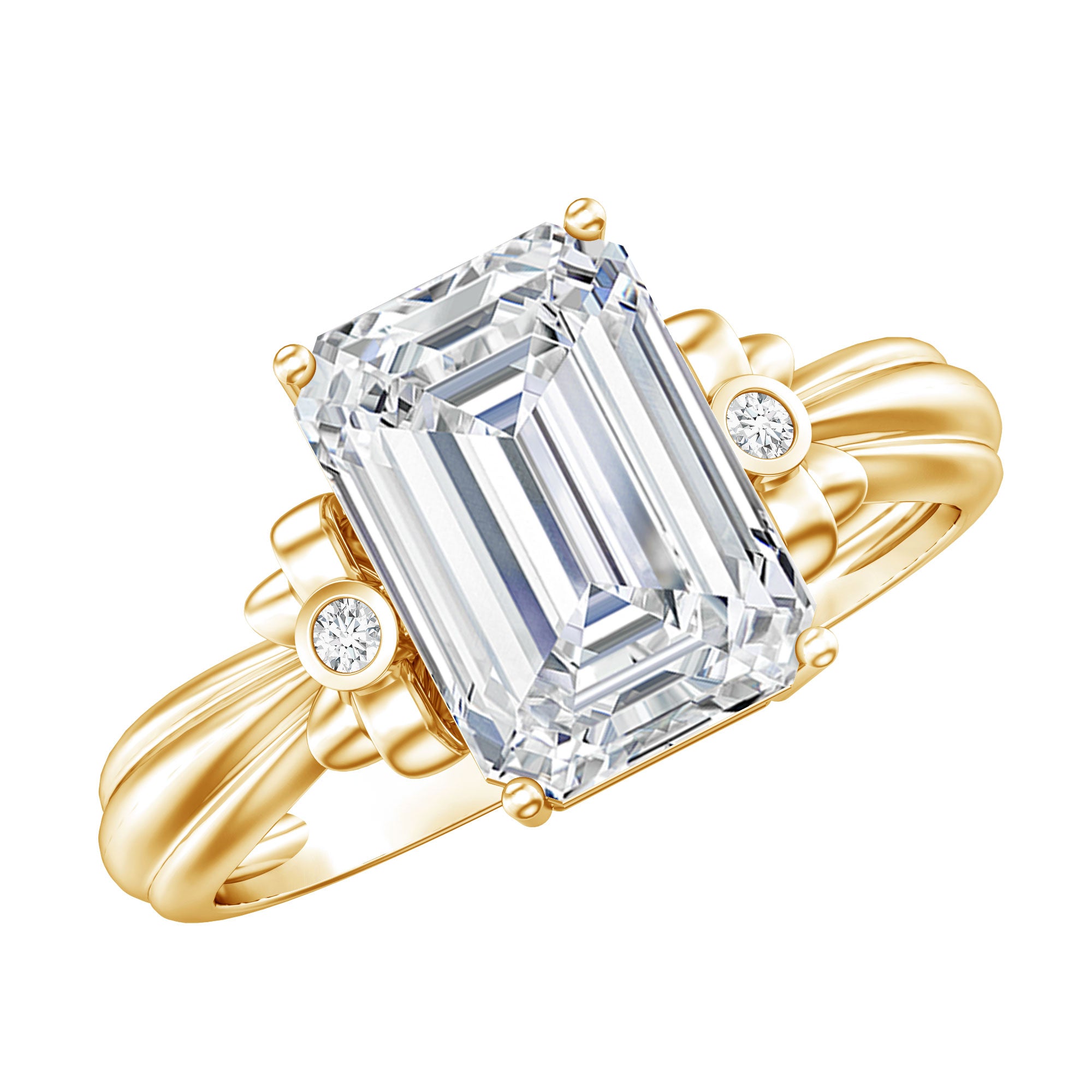 Emerald Cut Lab Grown Diamond 3 Carat Engagement Ring IGI Certified Lab - ( E-VS1 ) - Rosec Jewels