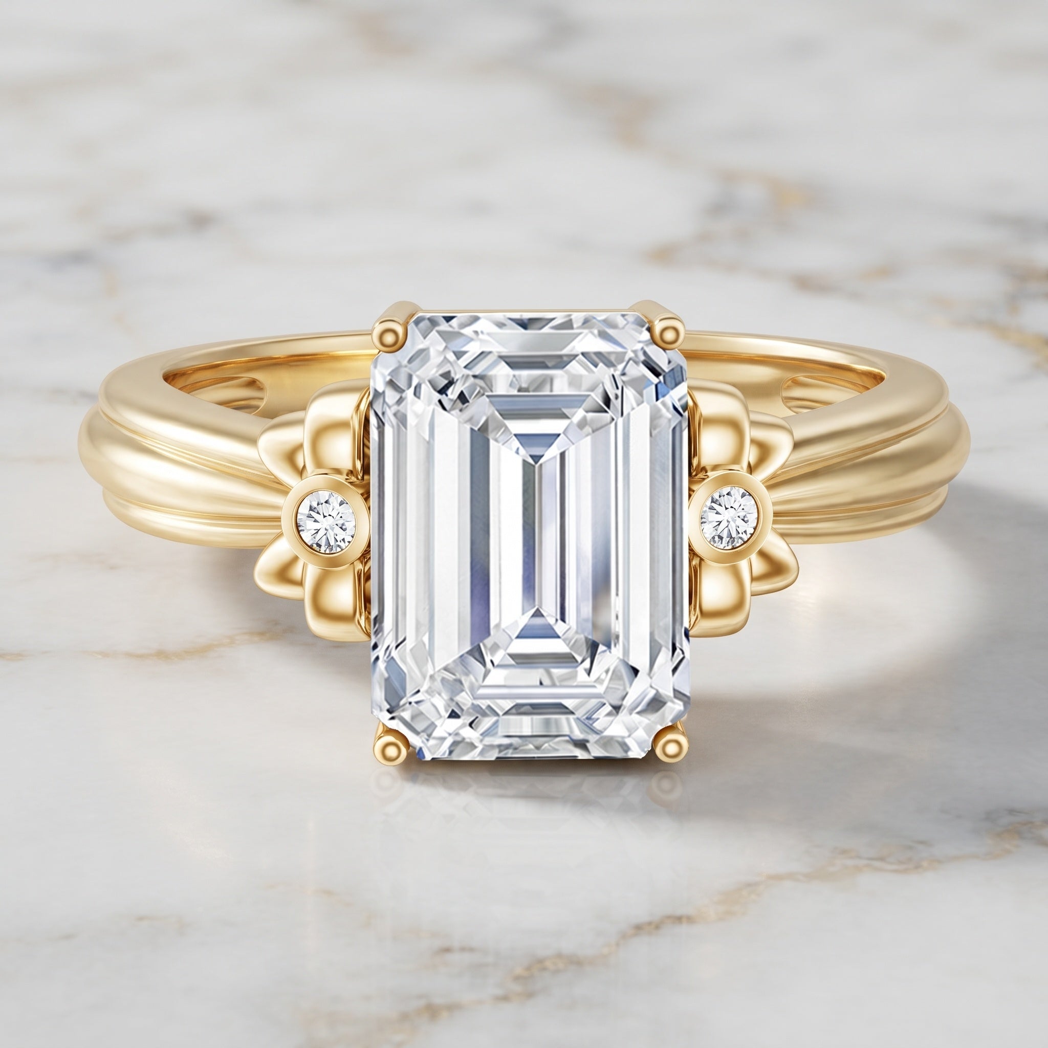 Emerald Cut Lab Grown Diamond 3 Carat Engagement Ring IGI Certified Lab - ( E-VS1 ) - Rosec Jewels