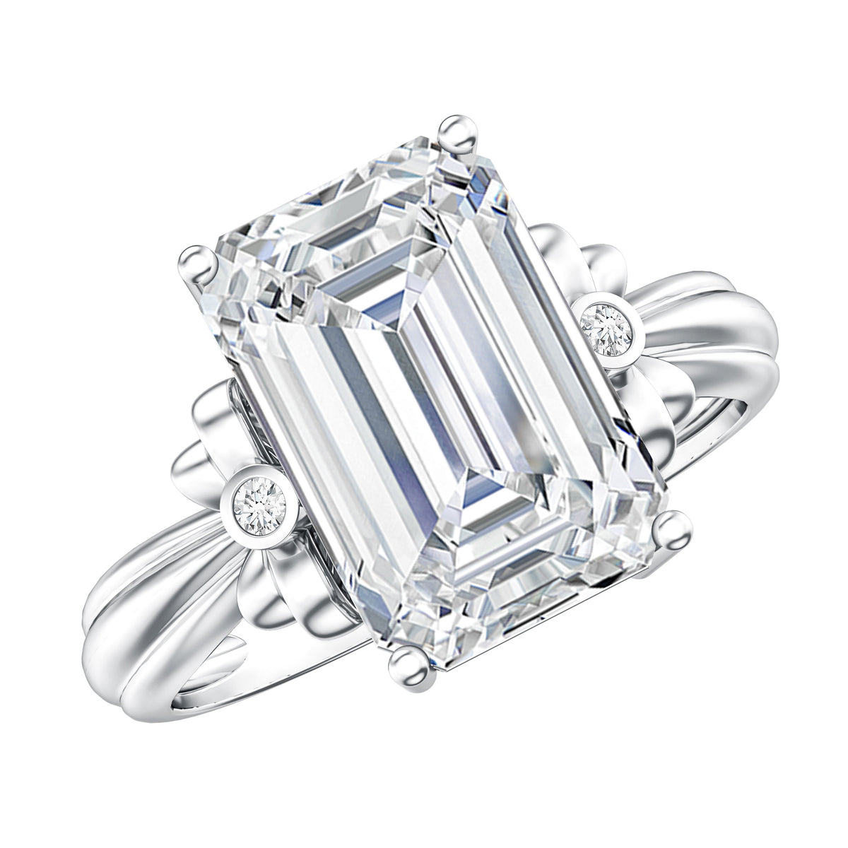 Emerald Cut Solitaire Lab Grown Diamond 5 Carat Engagement Ring IGI Certified Lab - ( E-VS1 ) - Rosec Jewels
