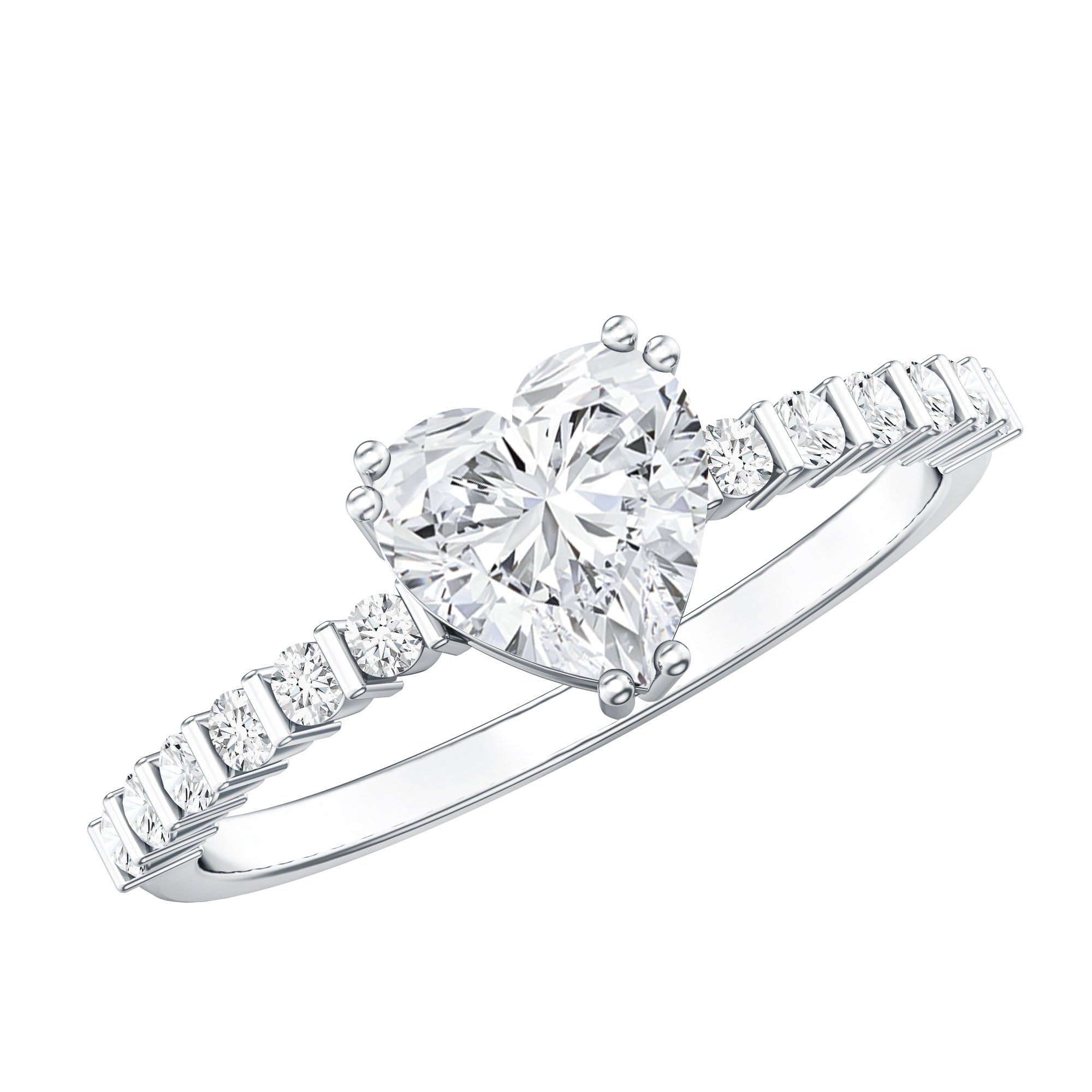 IGI Certified Lab Grown Diamond 1 Carat Heart Engagement Ring for Women Lab - ( E-VS1 ) - Rosec Jewels