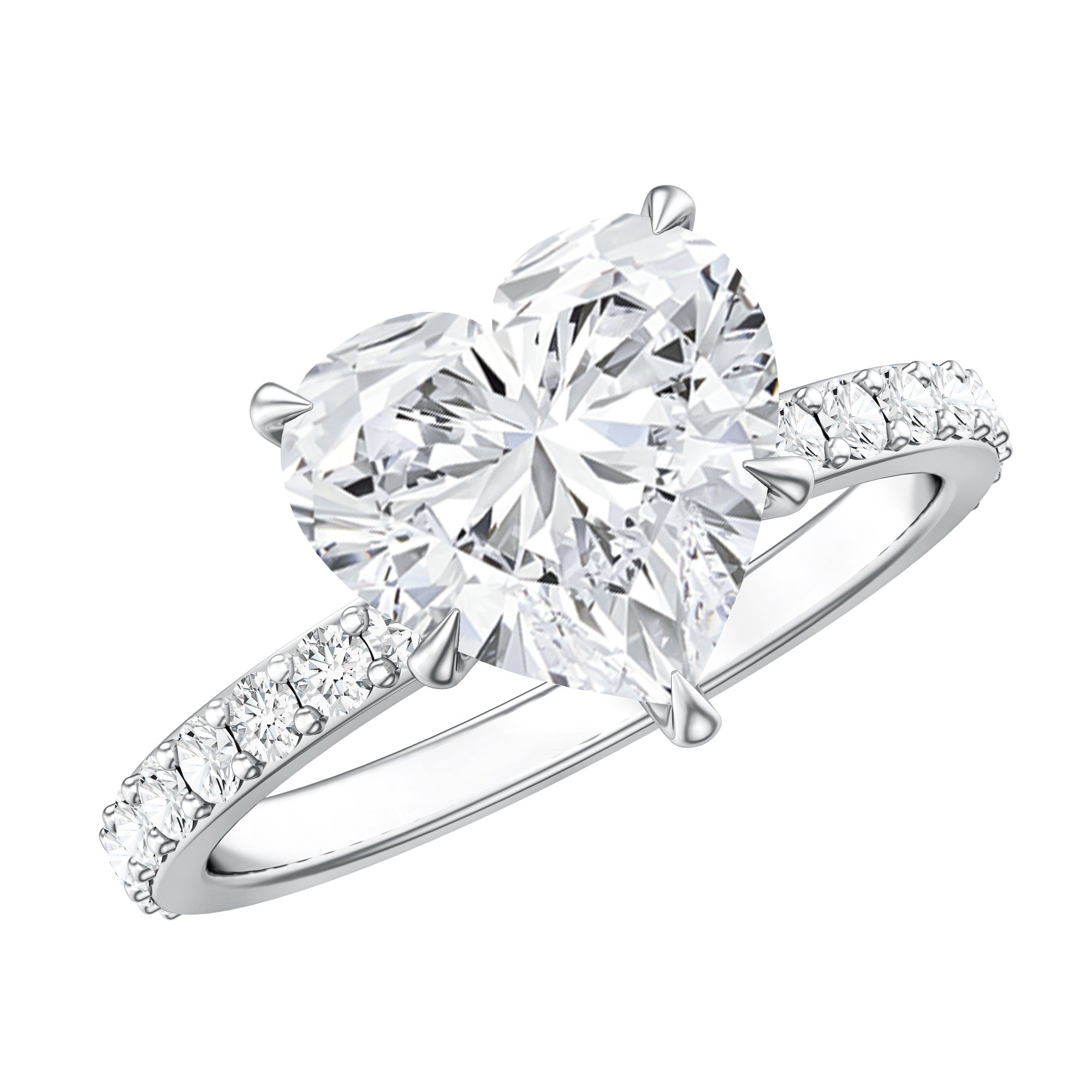 Heart Shaped Lab Grown Diamond 3 Carat Solitaire Engagement Ring with IGI Certificate Lab - ( E-VS1 ) - Rosec Jewels