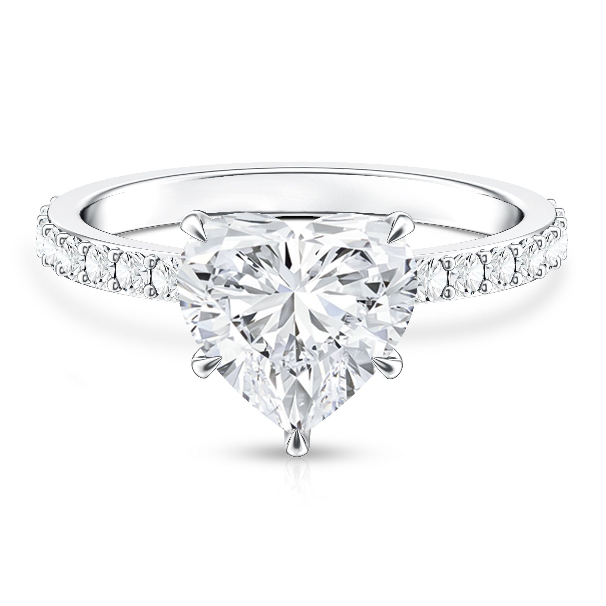 Heart Shaped Lab Grown Diamond 3 Carat Solitaire Engagement Ring with IGI Certificate Lab - ( E-VS1 ) - Rosec Jewels