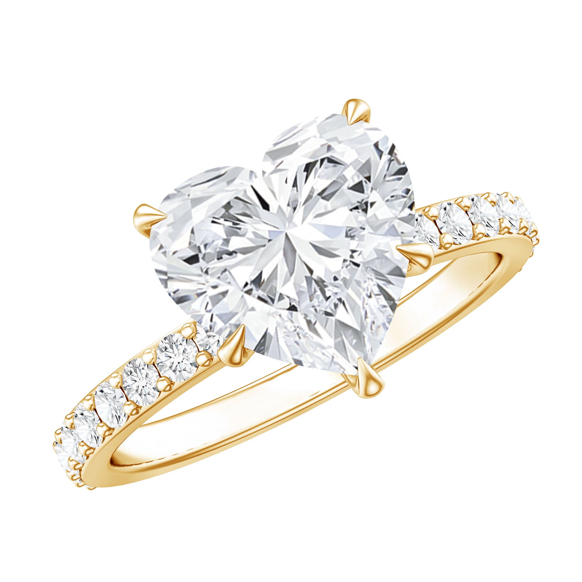 Heart Shaped Lab Grown Diamond 3 Carat Solitaire Engagement Ring with IGI Certificate Lab - ( E-VS1 ) - Rosec Jewels
