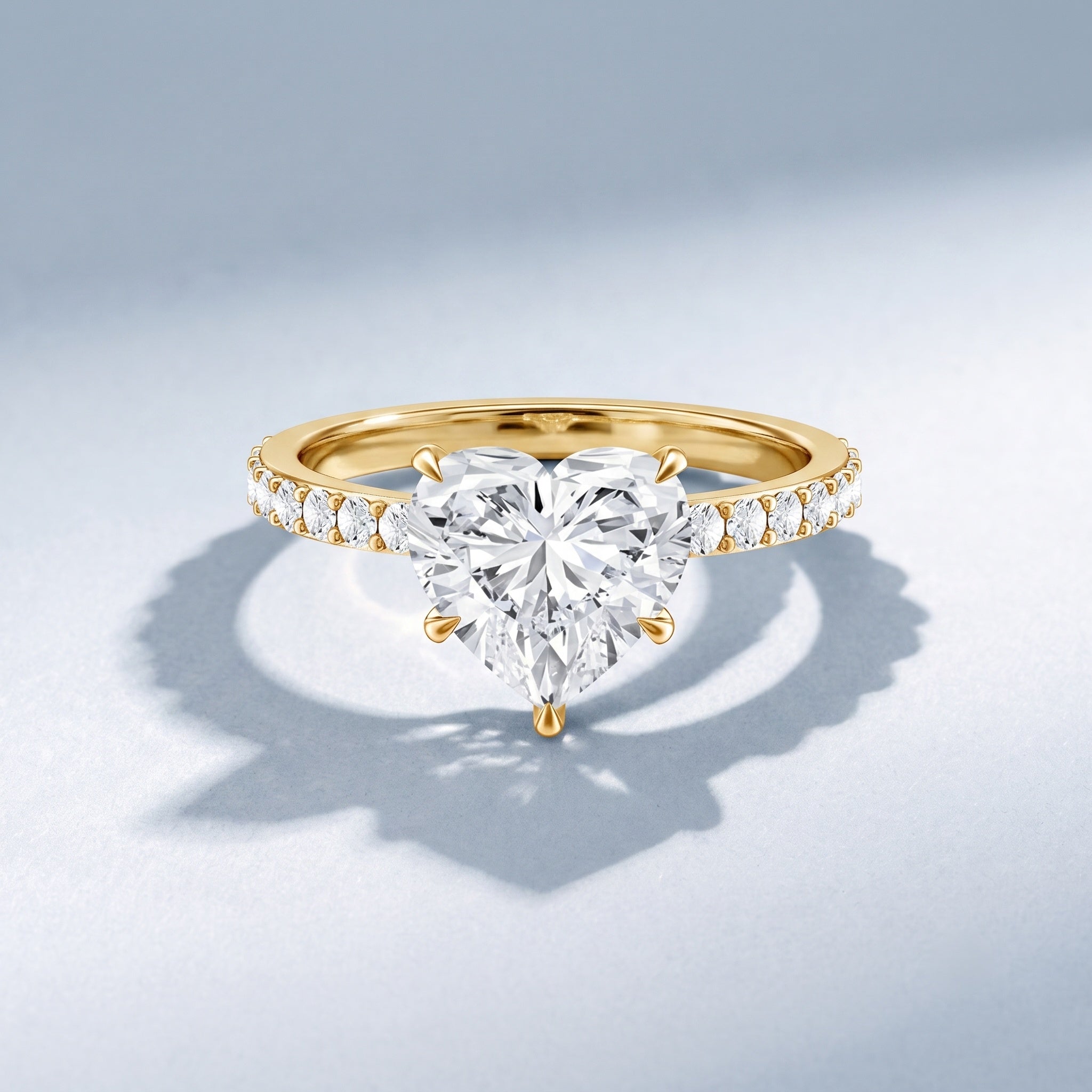 Heart Shaped Lab Grown Diamond 3 Carat Solitaire Engagement Ring with IGI Certificate Lab - ( E-VS1 ) - Rosec Jewels