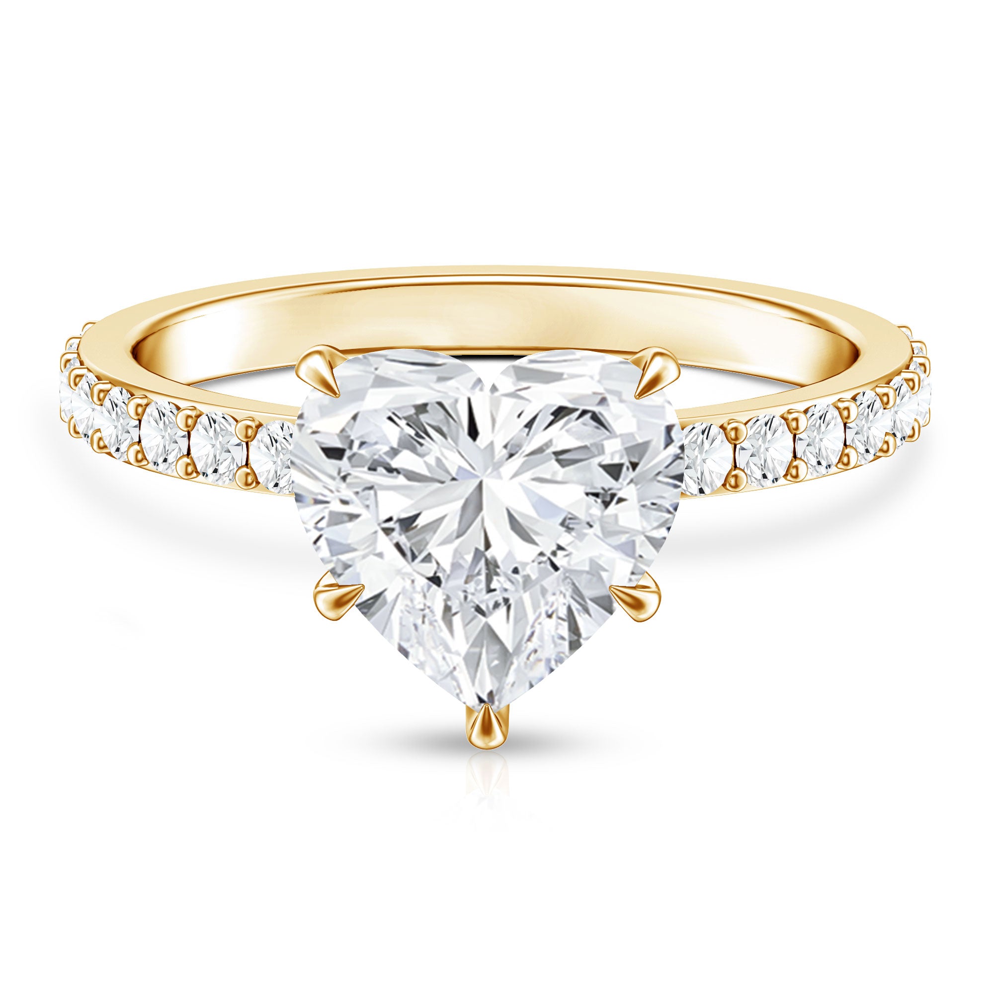 Heart Shaped Lab Grown Diamond 3 Carat Solitaire Engagement Ring with IGI Certificate Lab - ( E-VS1 ) - Rosec Jewels