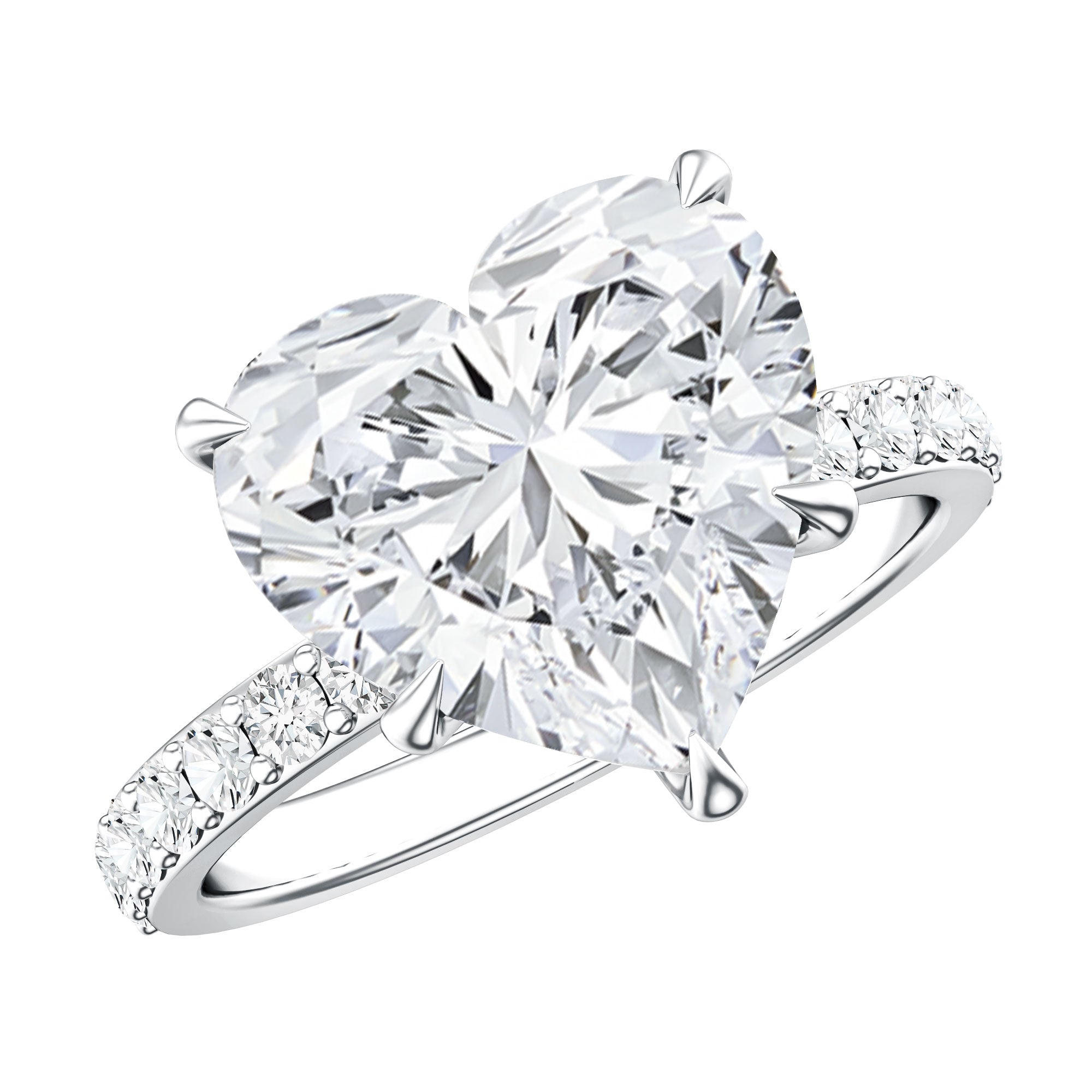 Solitaire Heart Engagement Ring with 5 Carat IGI Certified Lab Grown Diamond Lab - ( E-VS1 ) - Rosec Jewels