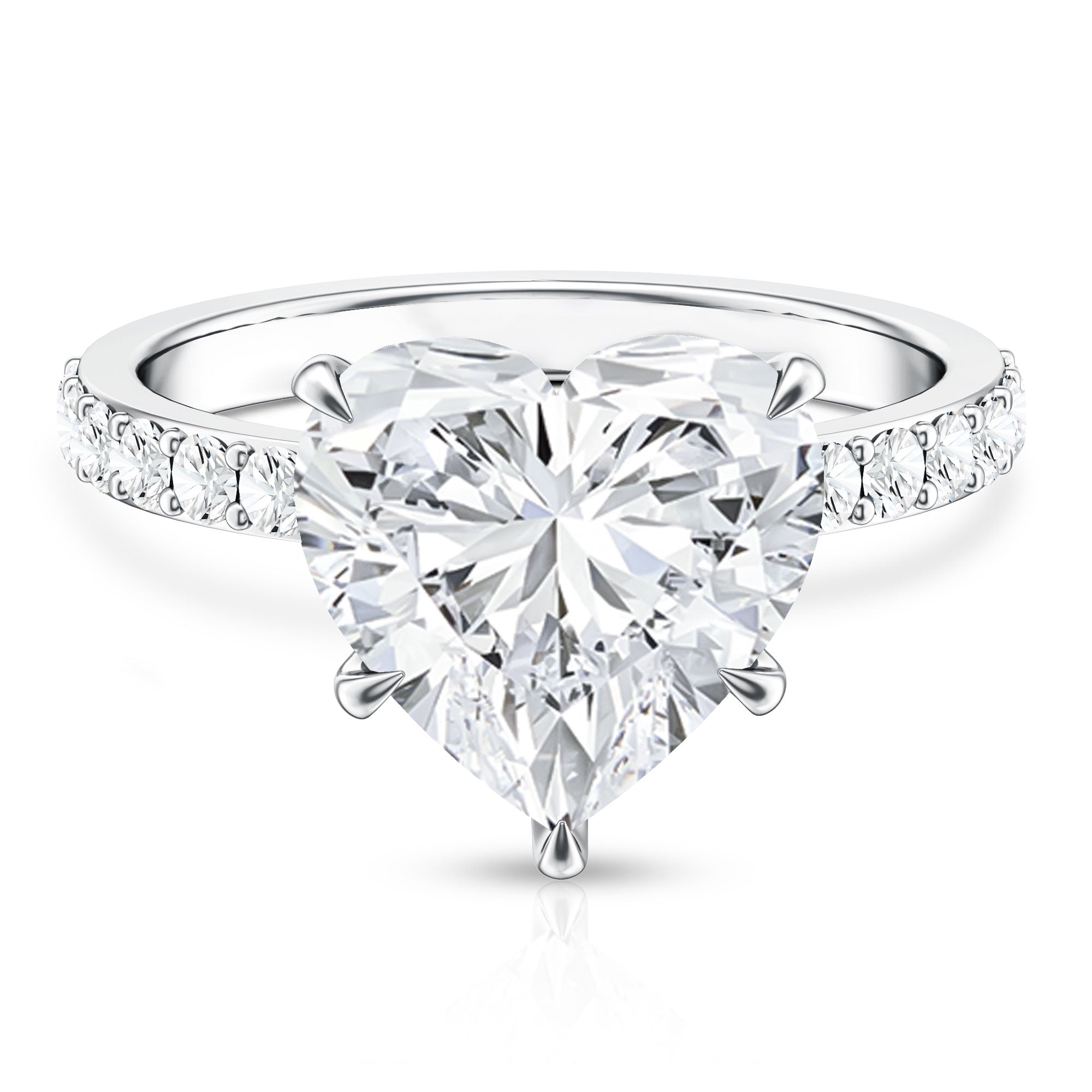 Solitaire Heart Engagement Ring with 5 Carat IGI Certified Lab Grown Diamond Lab - ( E-VS1 ) - Rosec Jewels