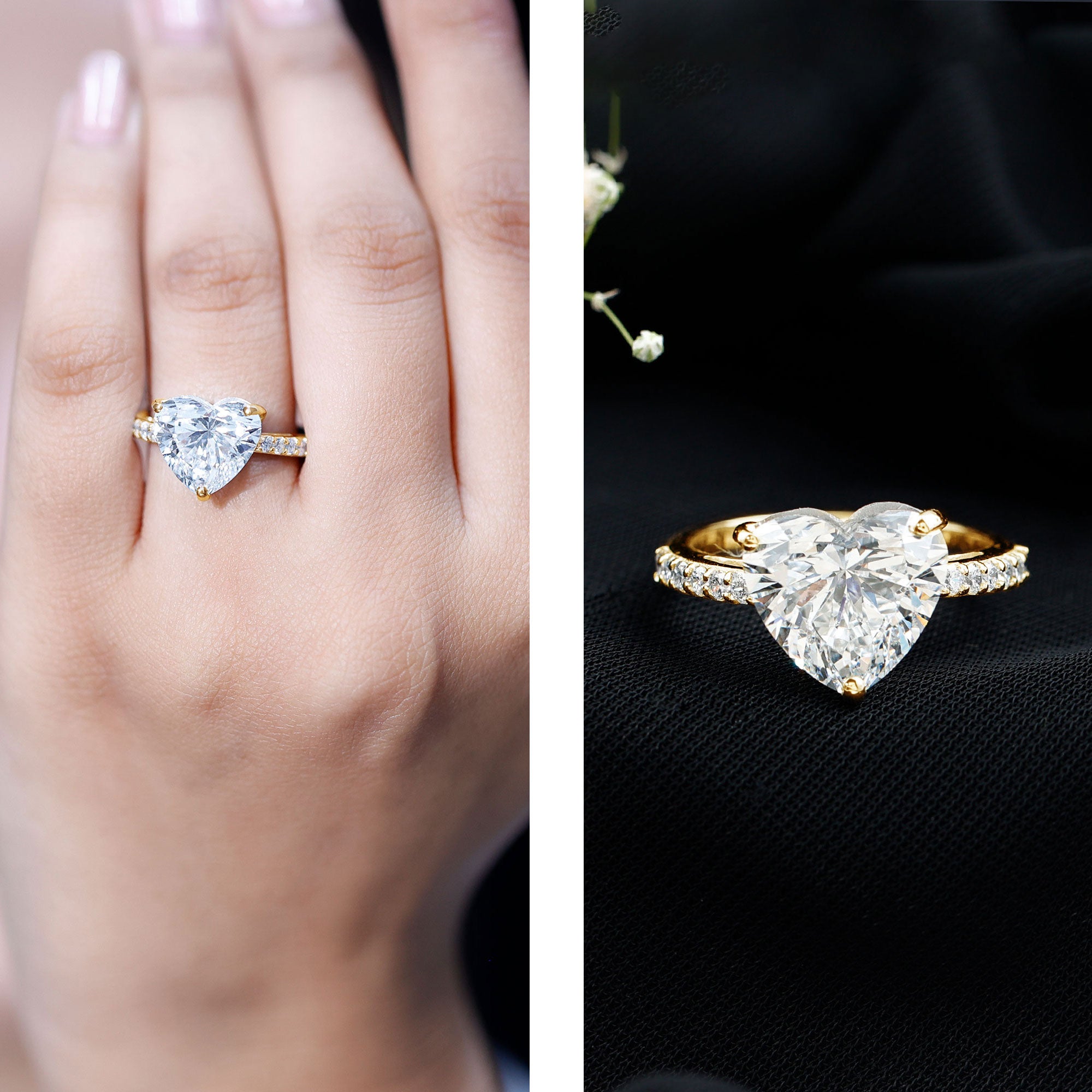 Big 5 Carat Lab Grown Diamond Heart Shaped Engagement Ring with IGI Certificate Lab - ( E-VS1 ) - Rosec Jewels