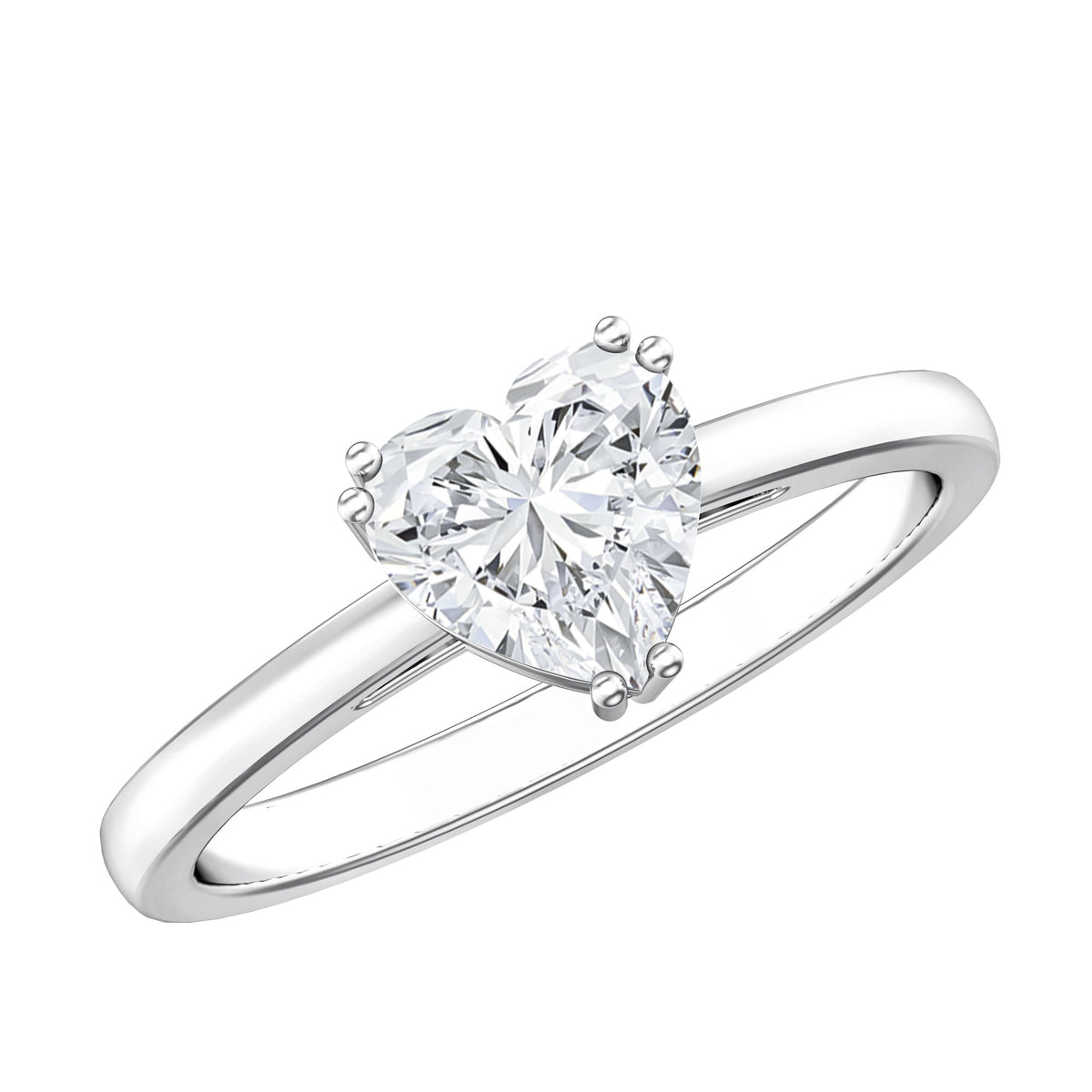 1 Carat Lab Grown Solitaire Diamond Heart Engagement Ring IGI Certified Lab - ( E-VS1 ) - Rosec Jewels