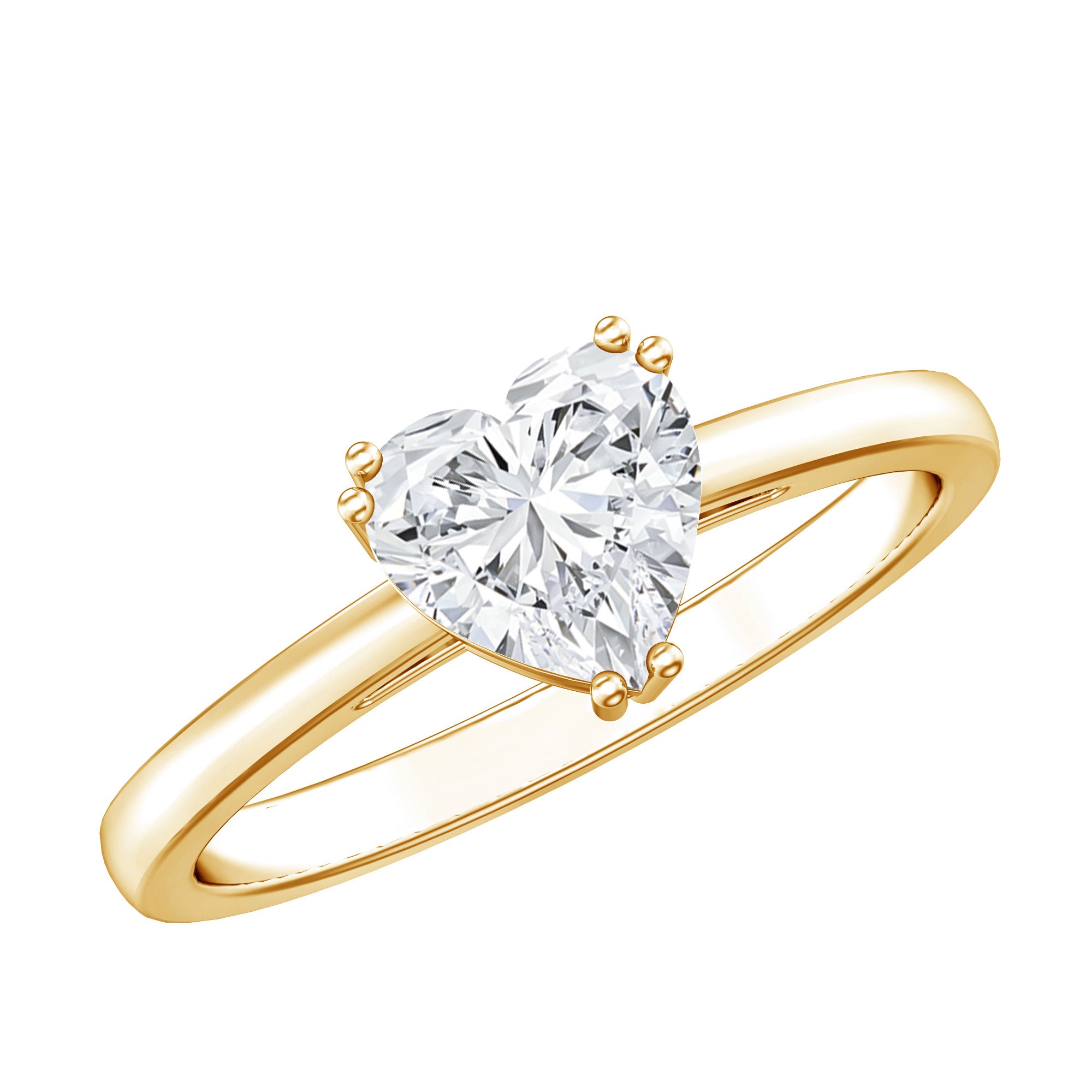 1 Carat Lab Grown Solitaire Diamond Heart Engagement Ring IGI Certified Lab - ( E-VS1 ) - Rosec Jewels