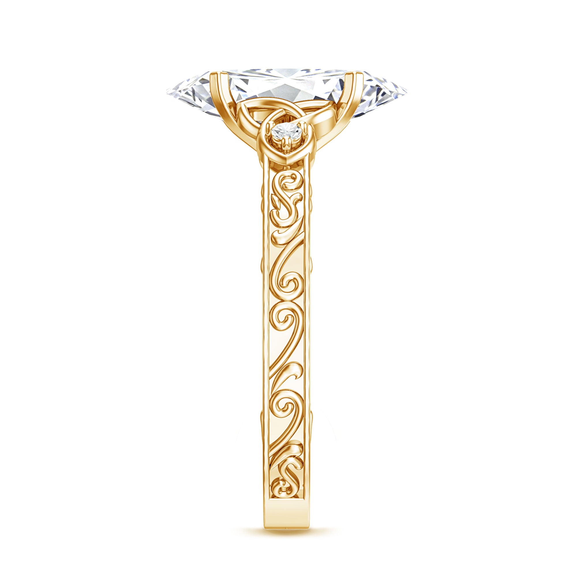 IGI Certified Vintage Inspired Lab Grown Marquise Diamond Celtic Engagement Ring 2 Carat Lab - ( E-VS1 ) - Rosec Jewels