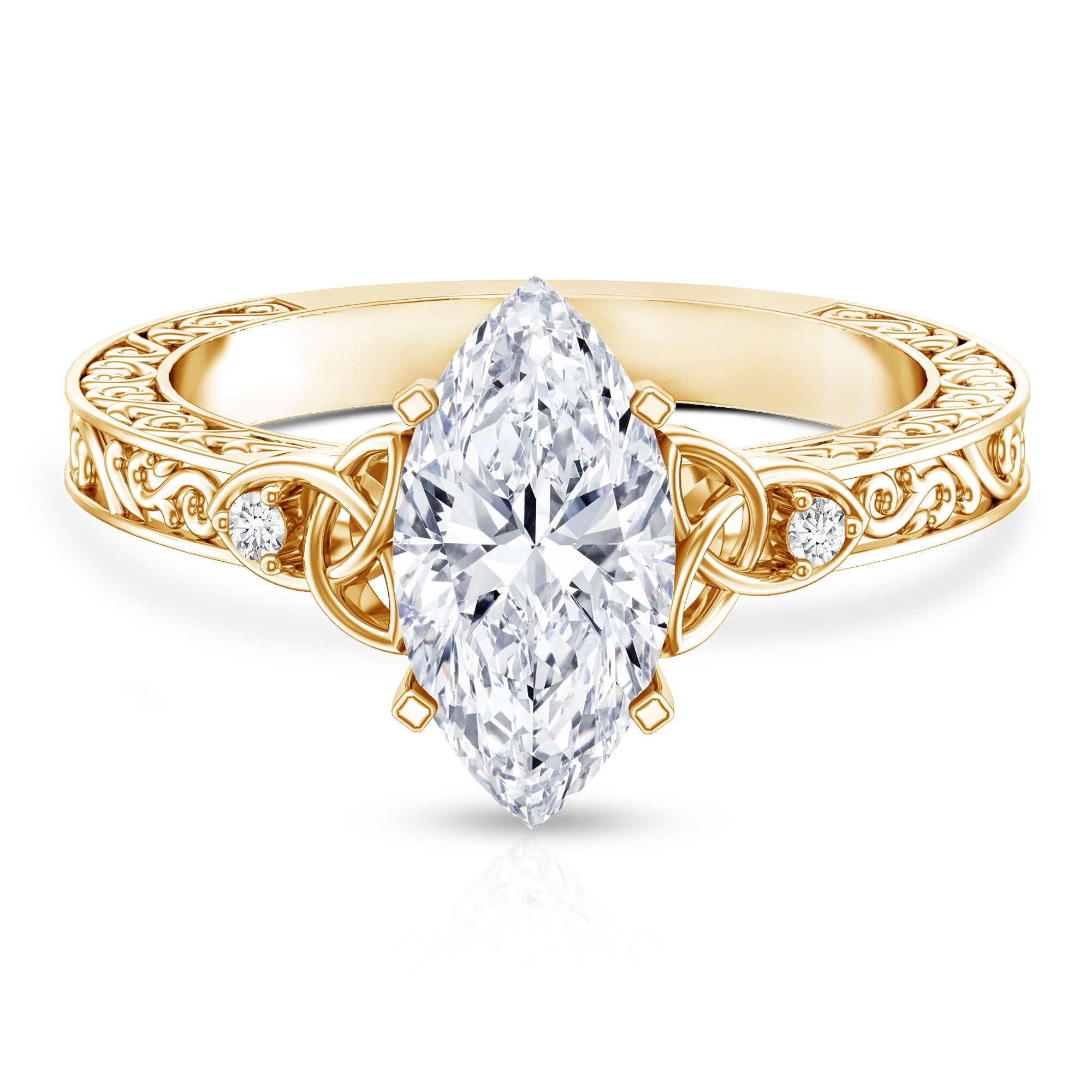 IGI Certified Vintage Inspired Lab Grown Marquise Diamond Celtic Engagement Ring 2 Carat Lab - ( E-VS1 ) - Rosec Jewels
