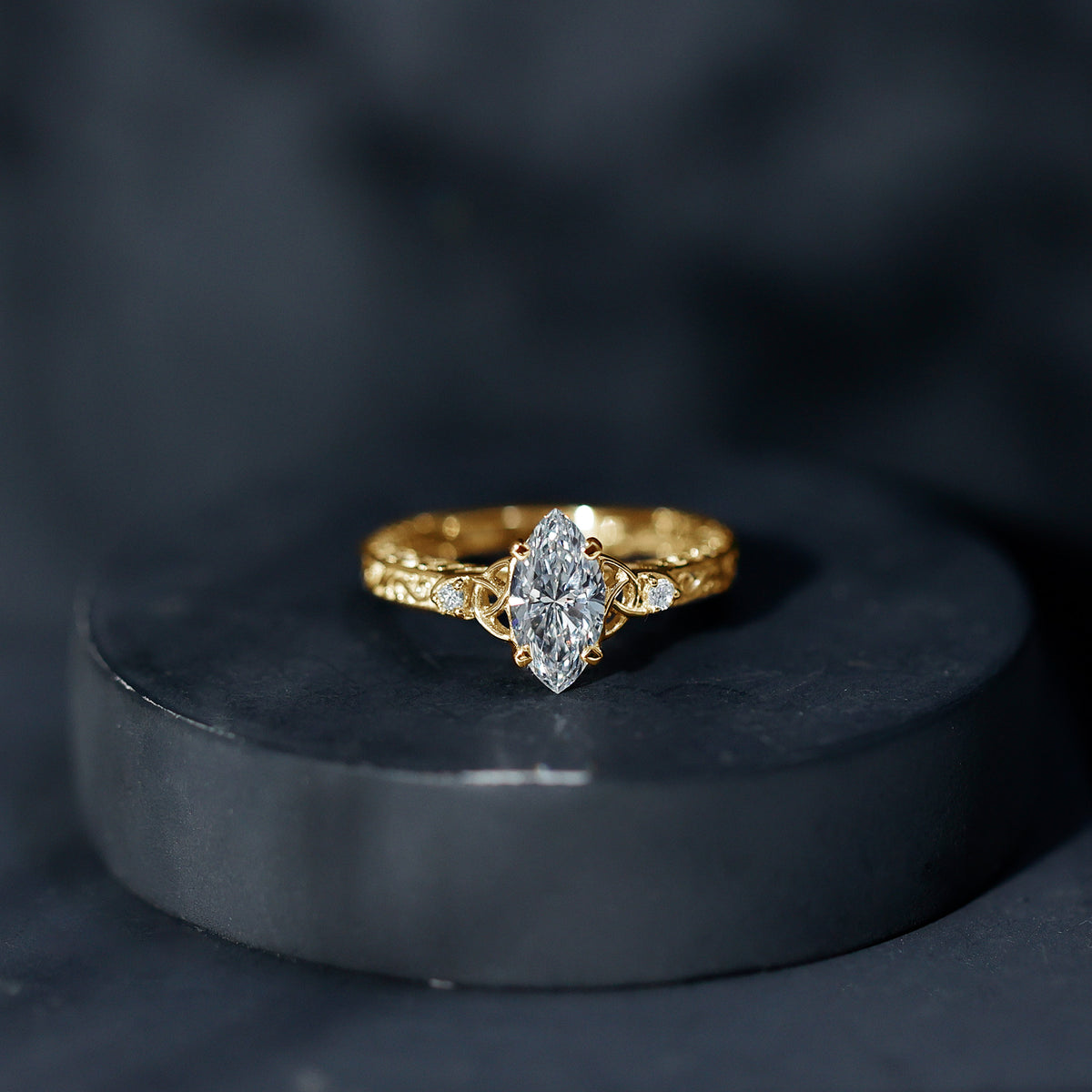 Vintage Inspired 1 Carat Marquise Cut Lab Grown Diamond Celtic Engagement Ring IGI Certified Lab - ( E-VS1 ) - Rosec Jewels