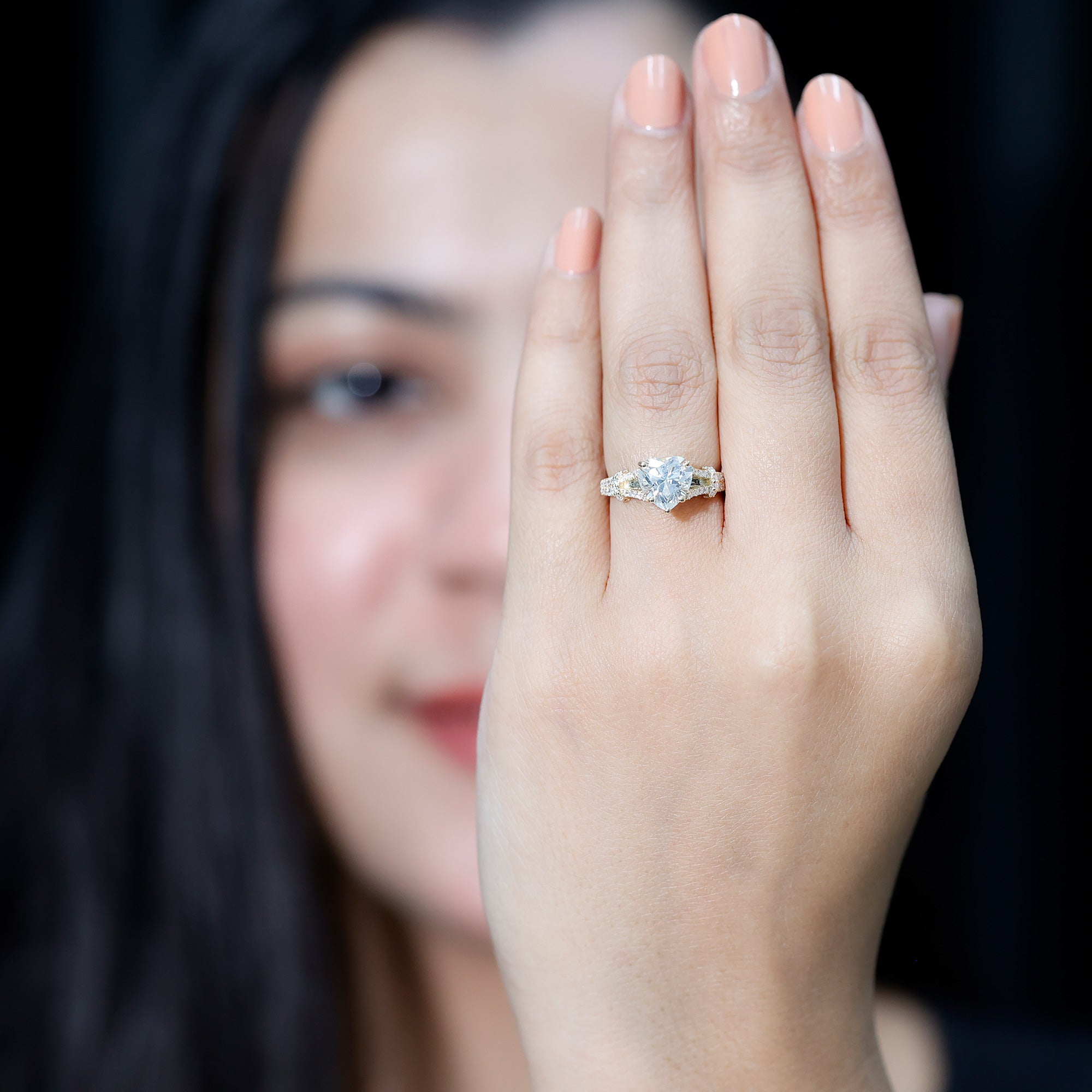 2 Carat Heart Lab Grown Diamond Split Shank Engagement Ring with IGI Certificate Lab - ( E-VS1 ) - Rosec Jewels