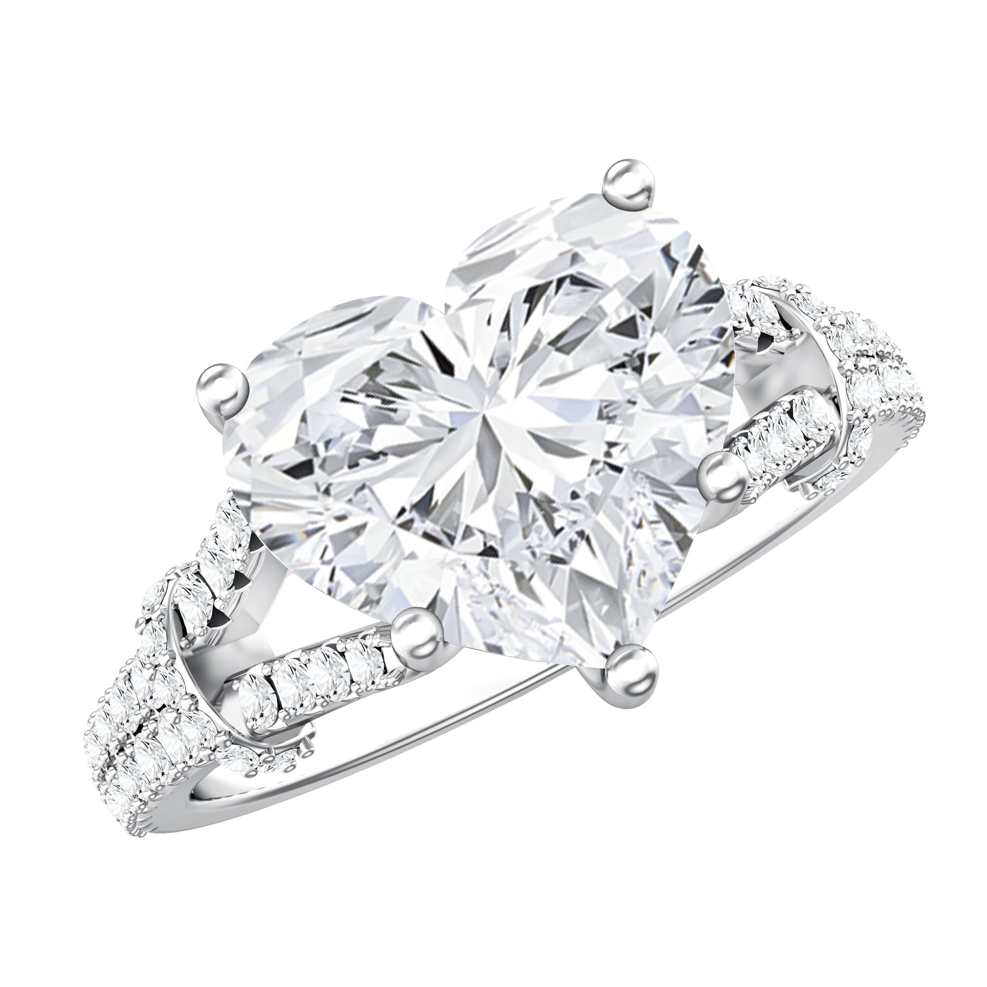 IGI Certified 4 Carat Big Heart Lab Grown Diamond Split Shank Engagement Ring Lab - ( E-VS1 ) - Rosec Jewels