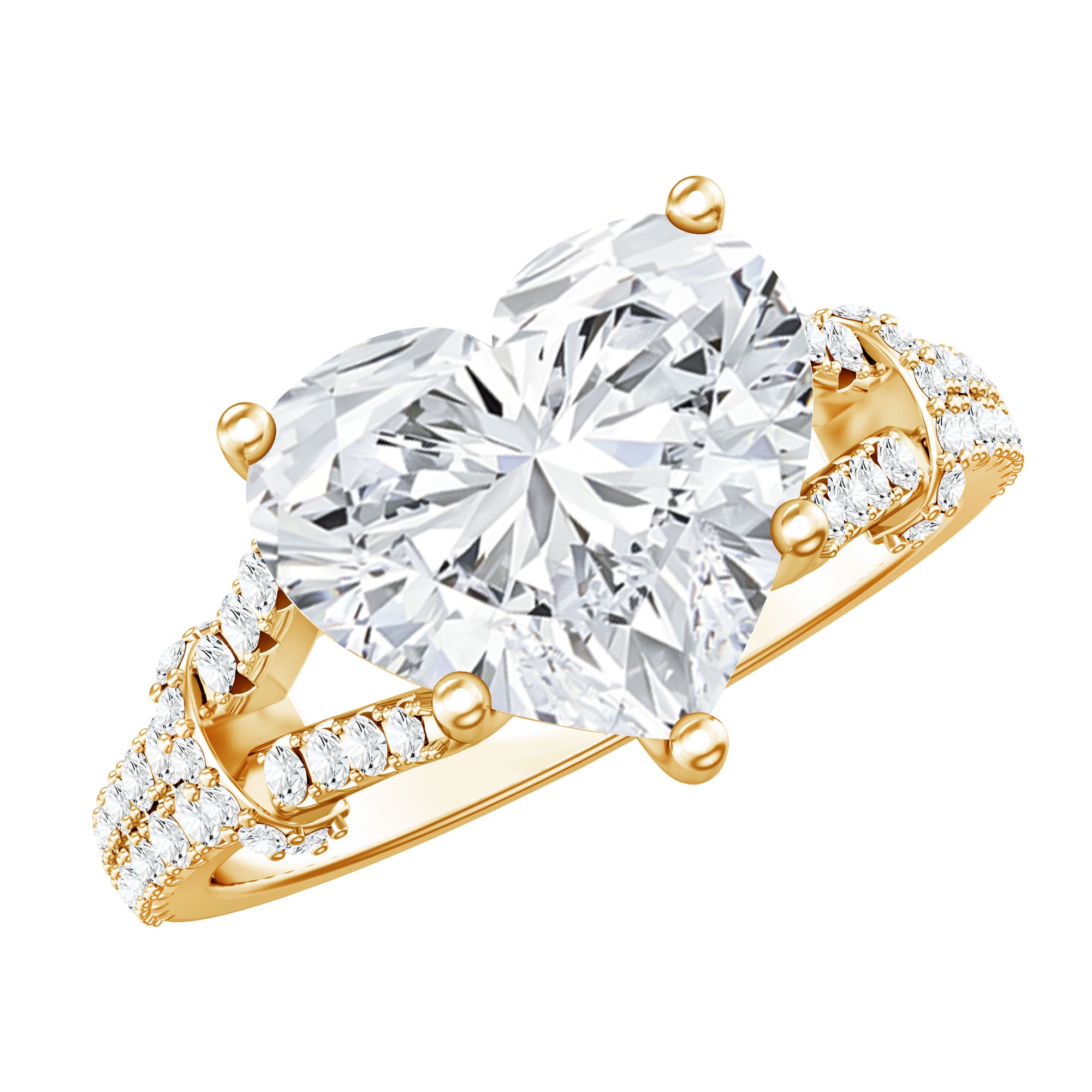IGI Certified 4 Carat Big Heart Lab Grown Diamond Split Shank Engagement Ring Lab - ( E-VS1 ) - Rosec Jewels