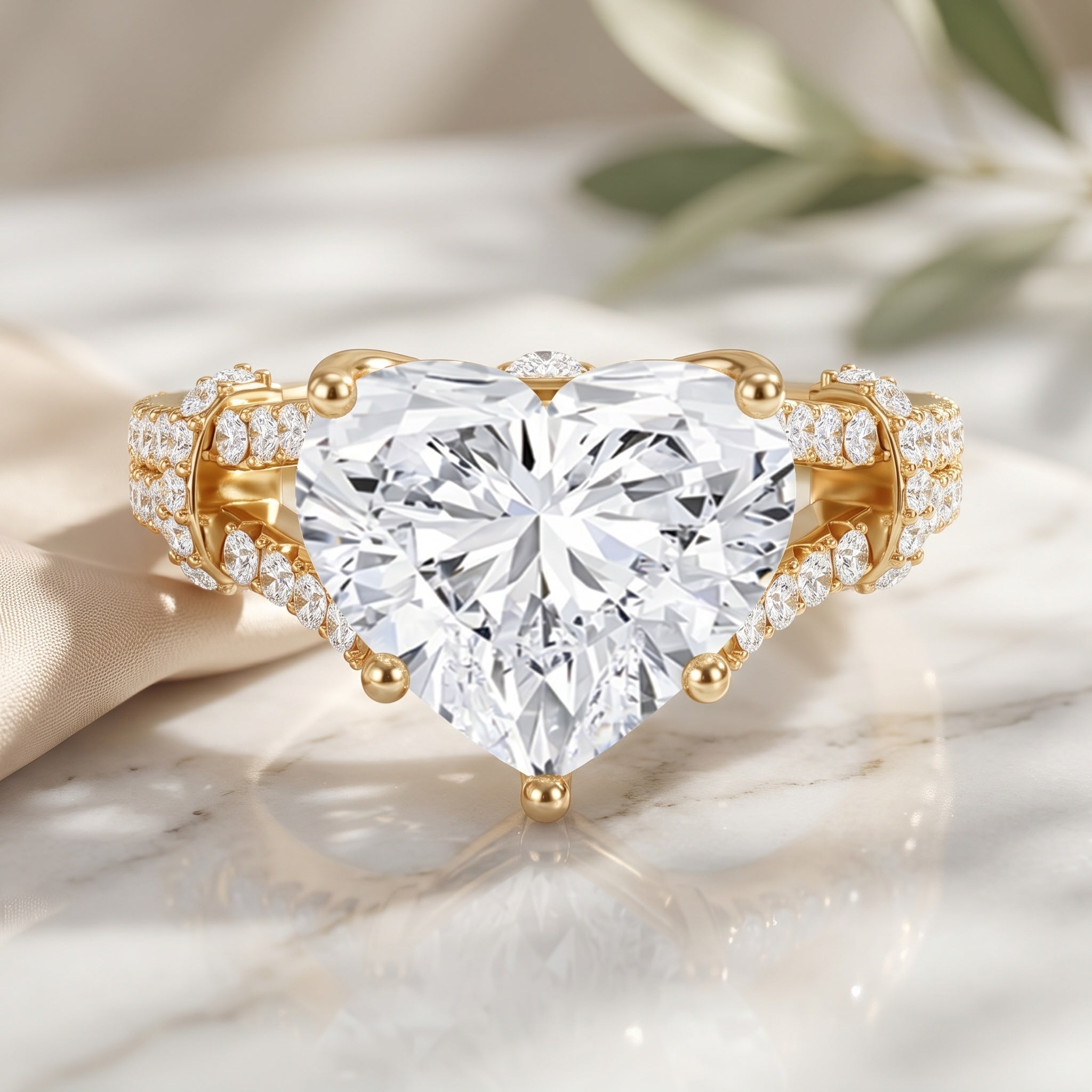IGI Certified 4 Carat Big Heart Lab Grown Diamond Split Shank Engagement Ring Lab - ( E-VS1 ) - Rosec Jewels