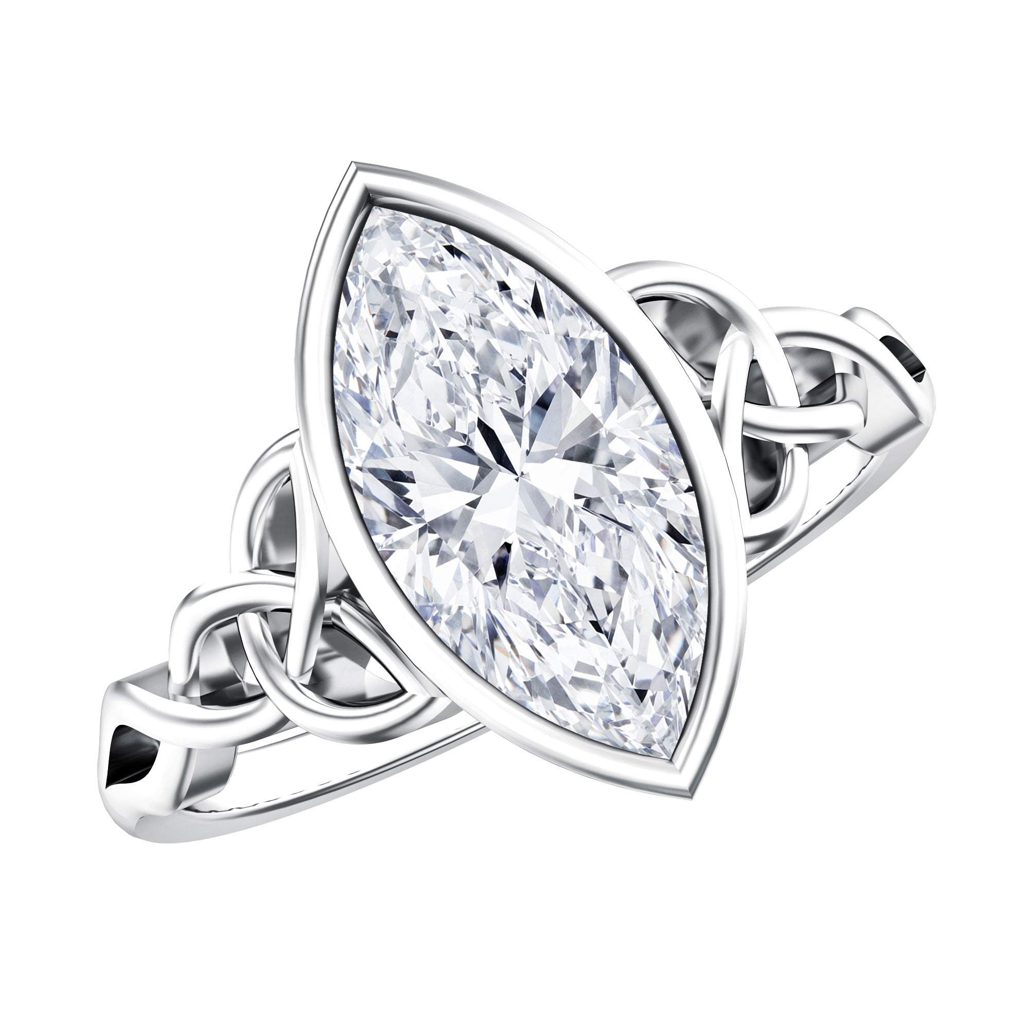 Solitaire Marquise Cut 2 Carat Lab Grown Diamond Celtic Engagement Ring IGI Certified Lab - ( E-VS1 ) - Rosec Jewels