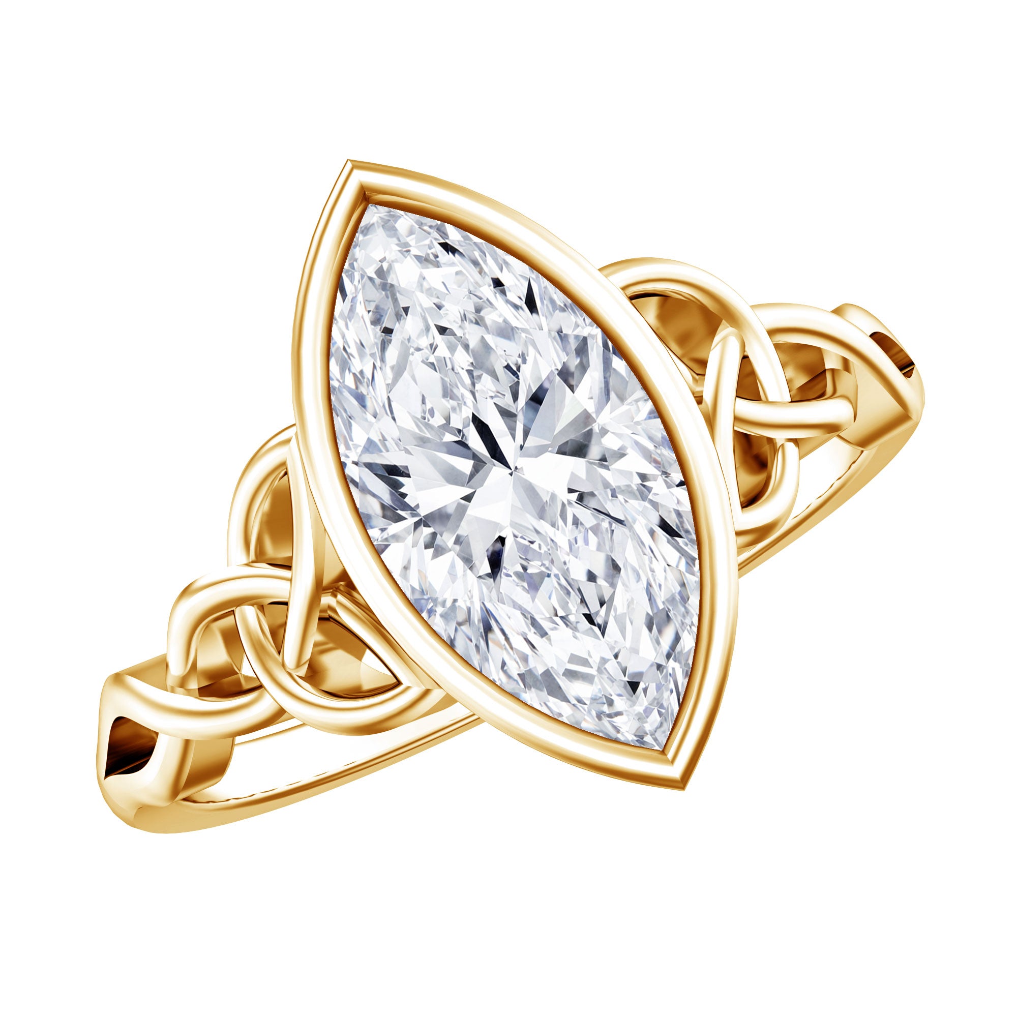 Solitaire Marquise Cut 2 Carat Lab Grown Diamond Celtic Engagement Ring IGI Certified Lab - ( E-VS1 ) - Rosec Jewels