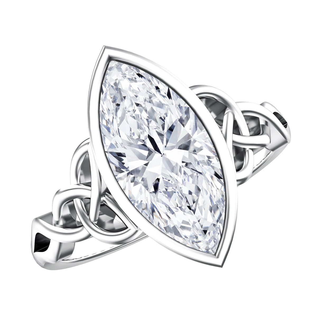 Bezel Set Marquise Lab Created Diamond Celtic Engagement Ring 3 Carat IGI Certified Lab - ( E-VS1 ) - Rosec Jewels