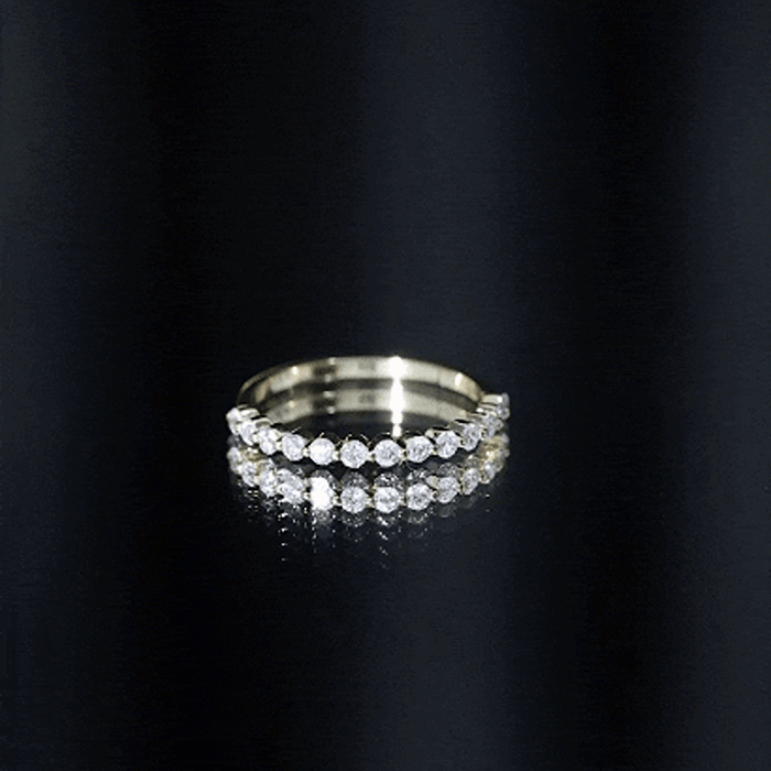 Natural Diamond Half Eternity Stackable Ring Natural - ( HI-SI ) - Rosec Jewels