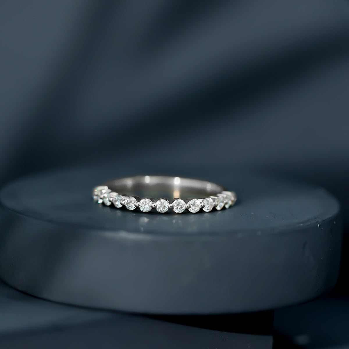 Natural Diamond Half Eternity Stackable Ring Natural - ( HI-SI ) - Rosec Jewels