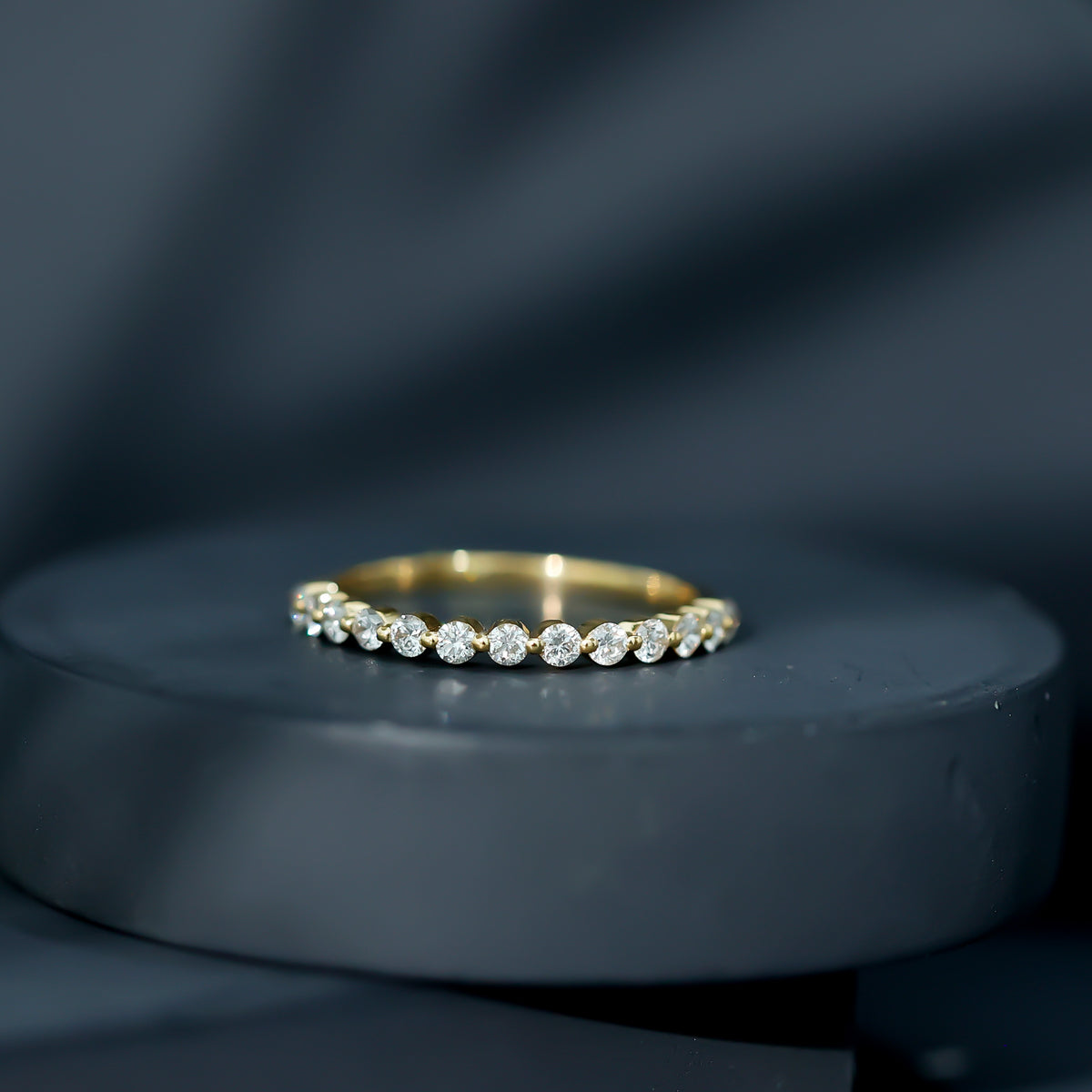 Natural Diamond Half Eternity Stackable Ring Natural - ( HI-SI ) - Rosec Jewels