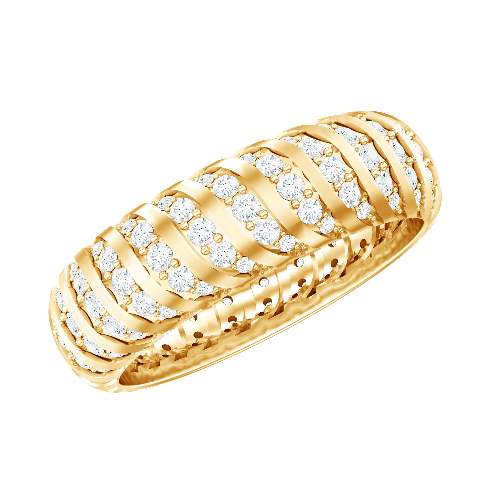 Pave Set Certified Moissanite Wedding Anniversary Band D-VS1 - Rosec Jewels