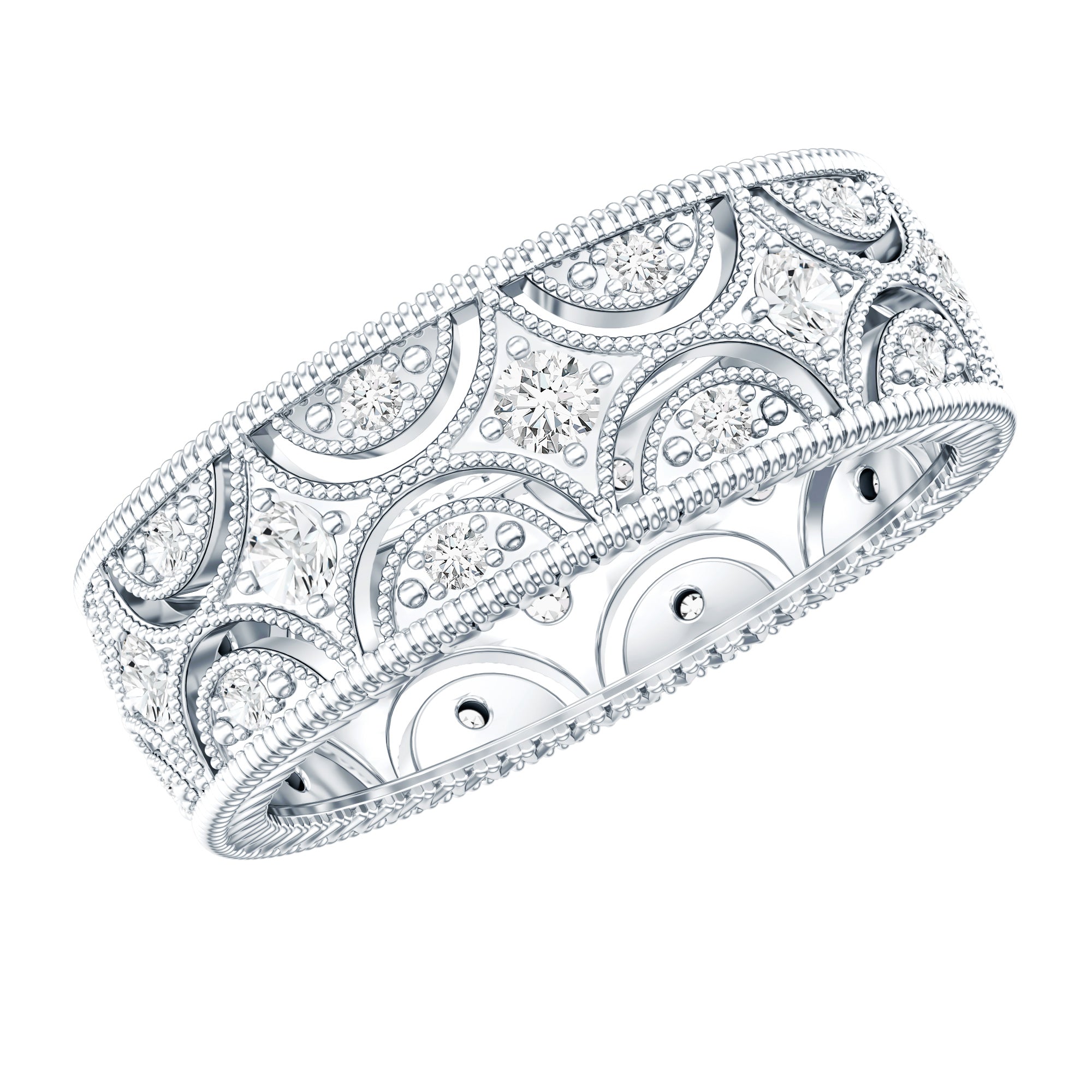 Designer Moissanite Wedding Band Ring D-VS1 - Rosec Jewels