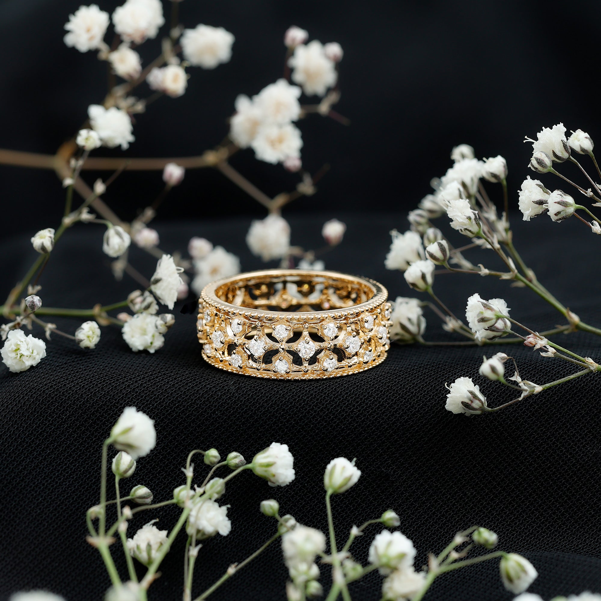 Designer Moissanite Wedding Band Ring D-VS1 - Rosec Jewels