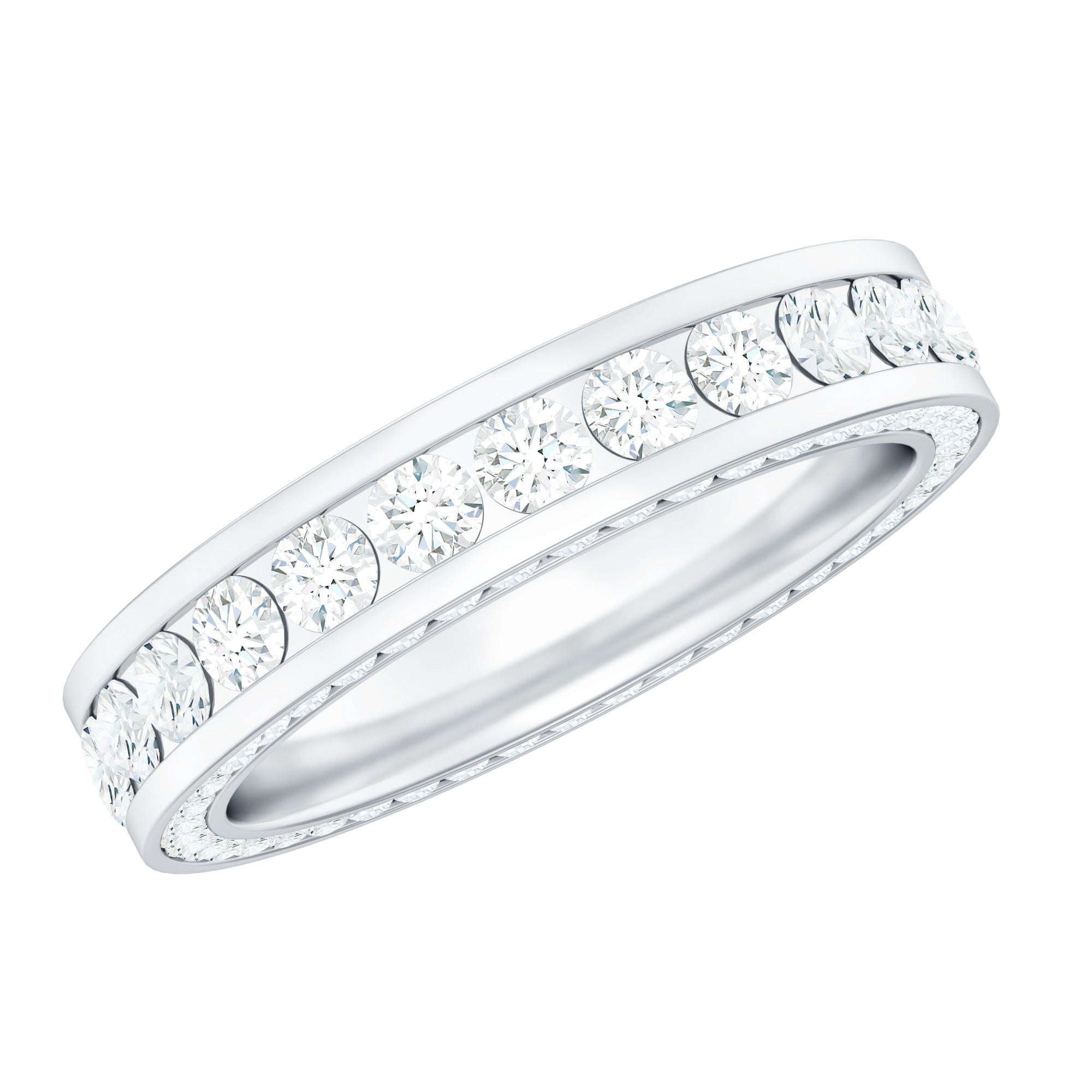 Certified Moissanite Eternity Ring in Channel Setting D-VS1 - Rosec Jewels