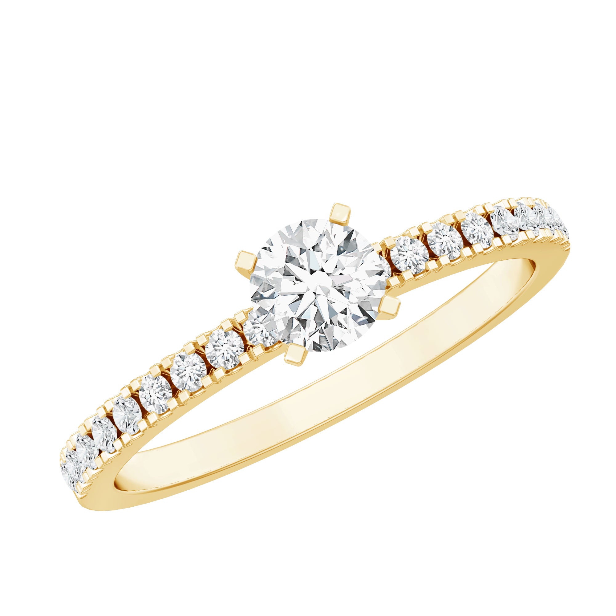 Moissanite Minimal Engagement Ring with Side Stone D-VS1 - Rosec Jewels