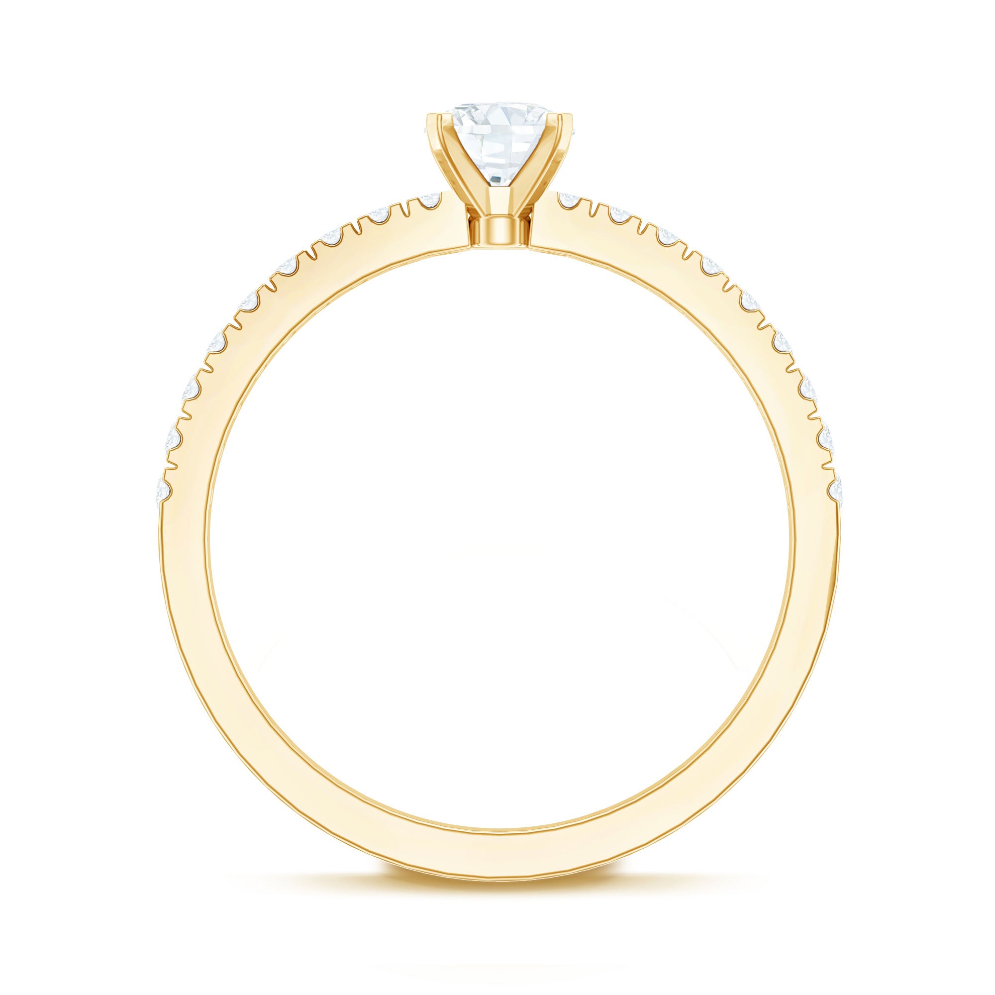 Moissanite Minimal Engagement Ring with Side Stone D-VS1 - Rosec Jewels