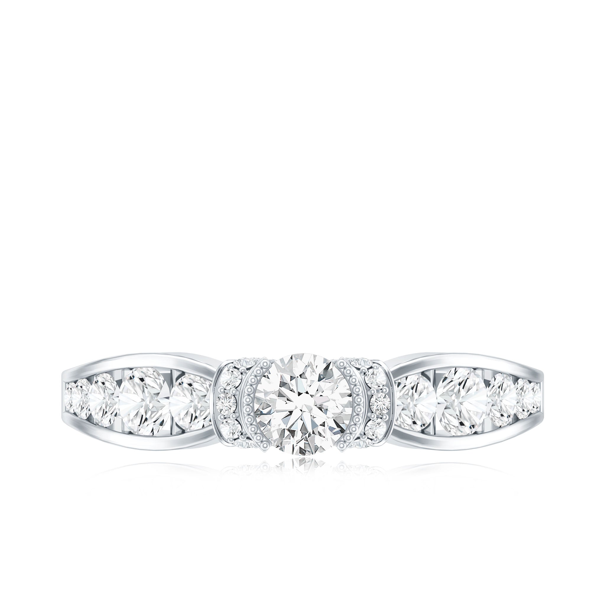 Rosec Jewels-Vintage Style Moissanite Engagement Ring for Women