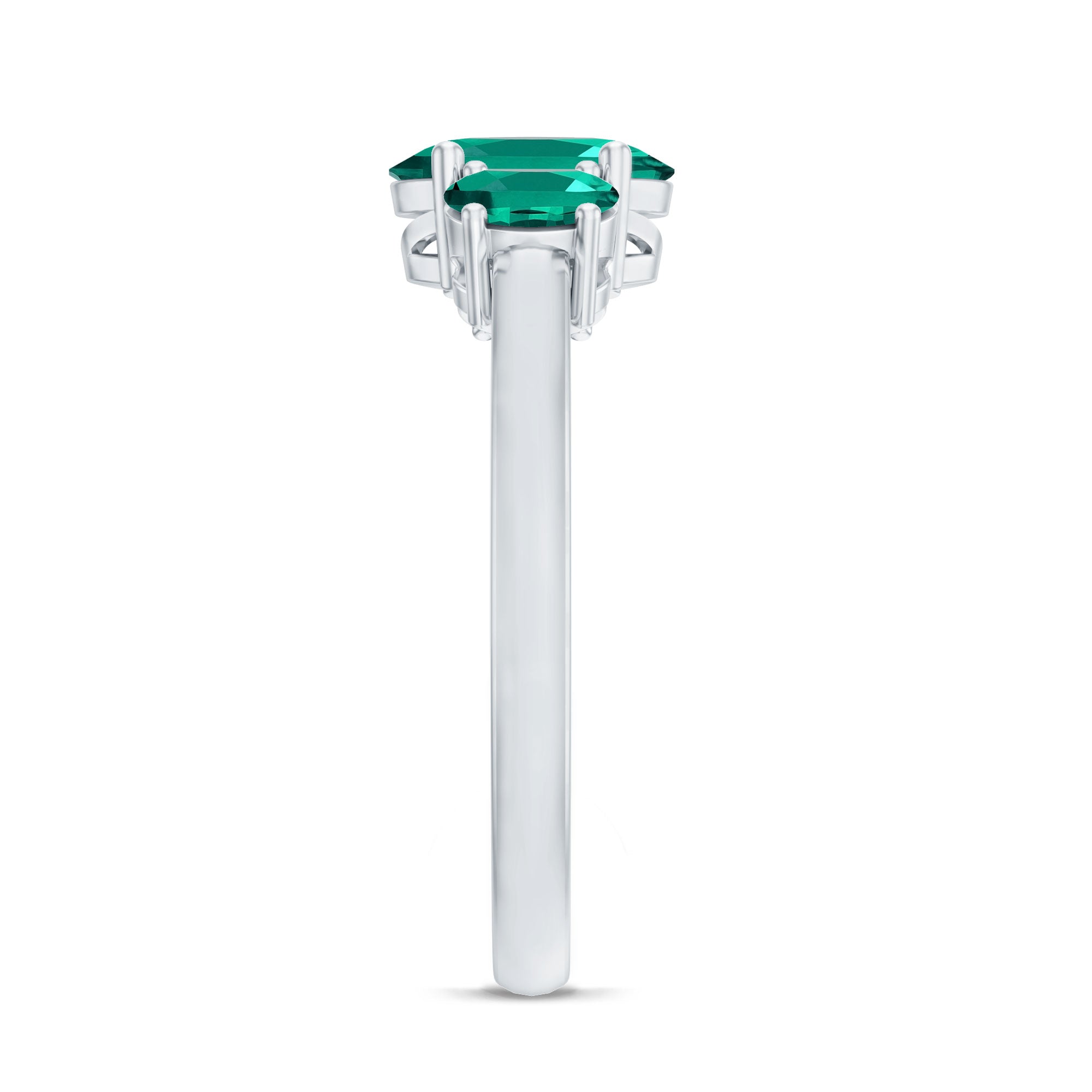 AAAA Quality Oval Cut Lab Created Emerald Three Stone Ring for Women AAAA - Rosec Jewels