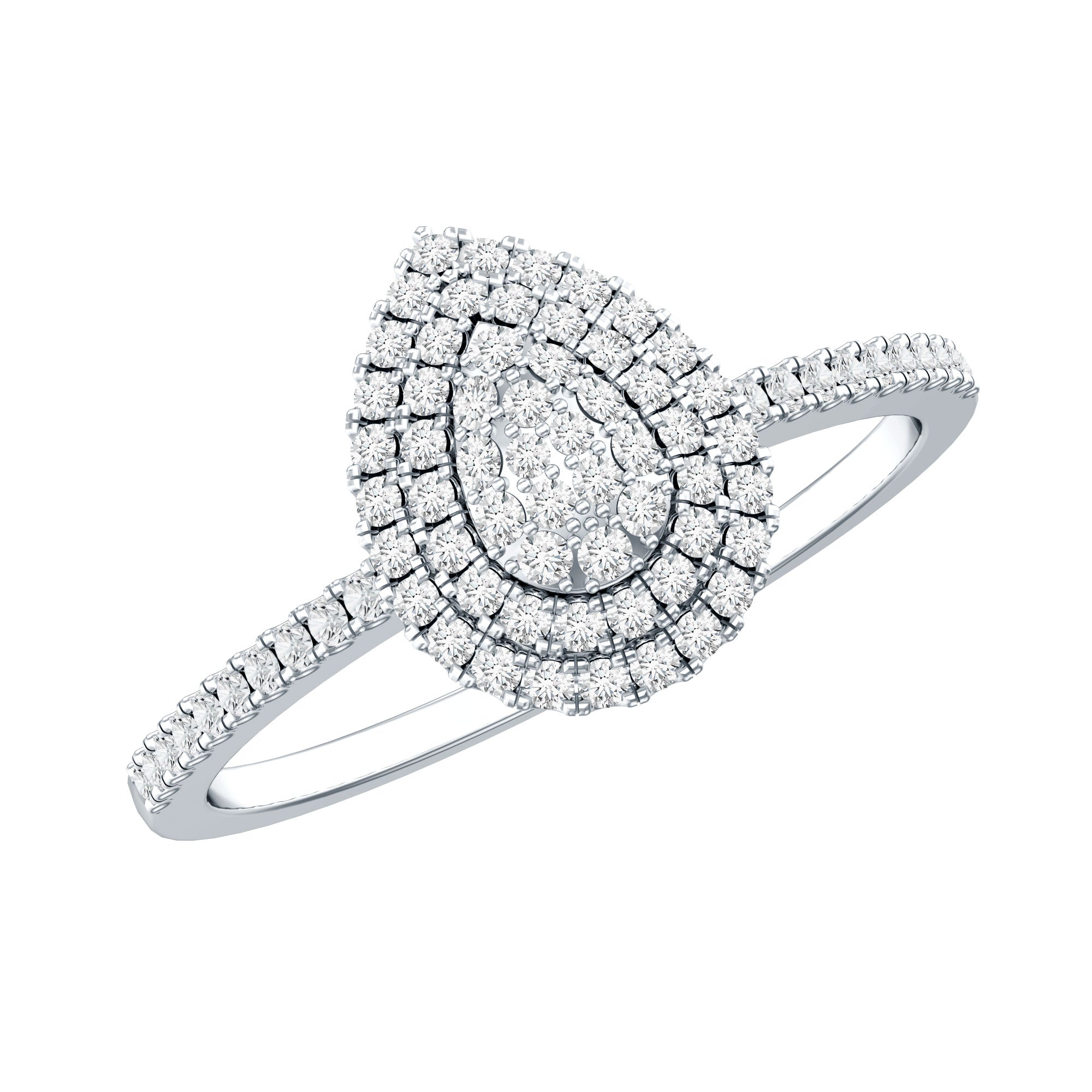 Double Halo Moissanite Teardrop Engagement Ring For Women