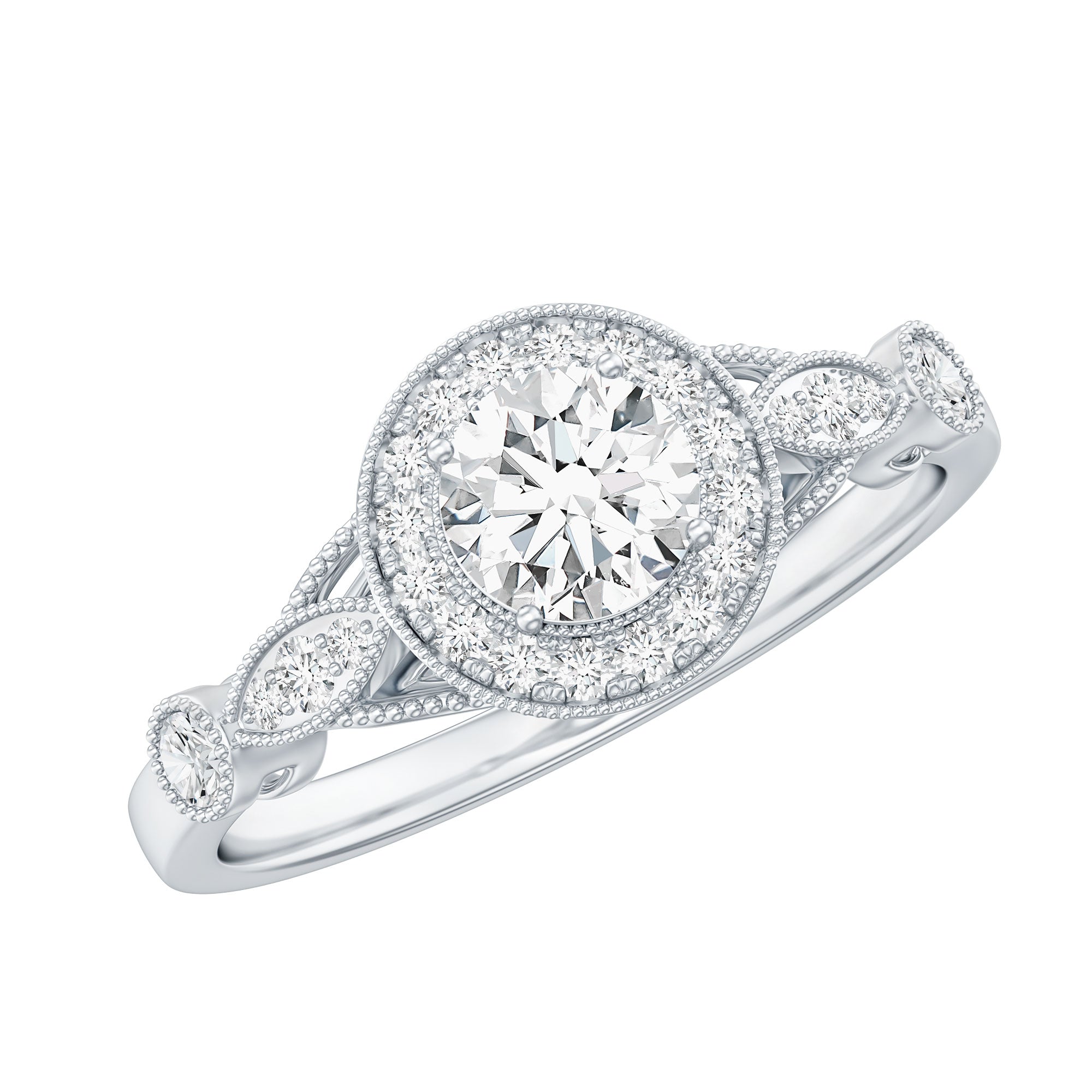 Round Cut Moissanite Antique Engagement Ring D-VS1 - Rosec Jewels