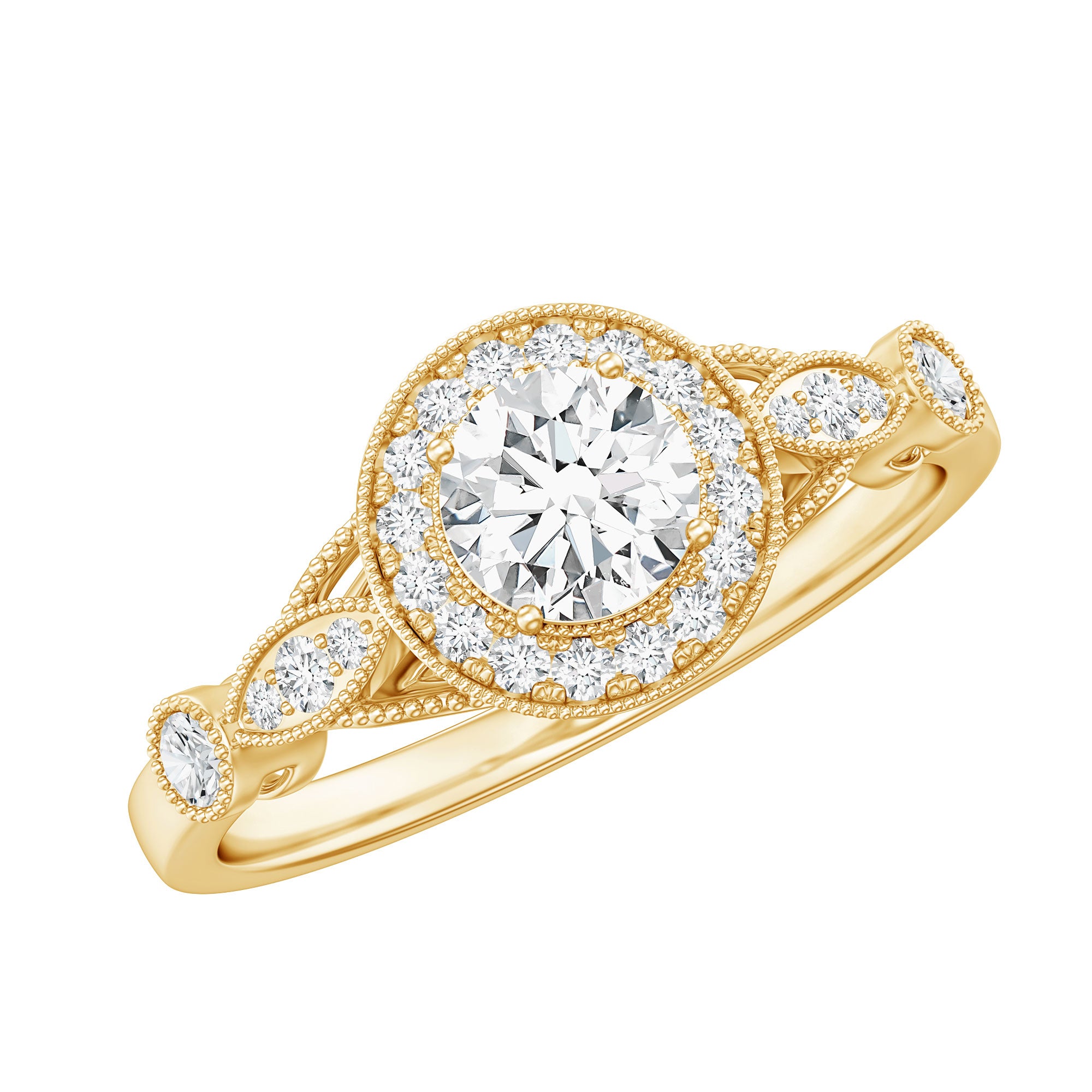 Round Cut Moissanite Antique Engagement Ring D-VS1 - Rosec Jewels