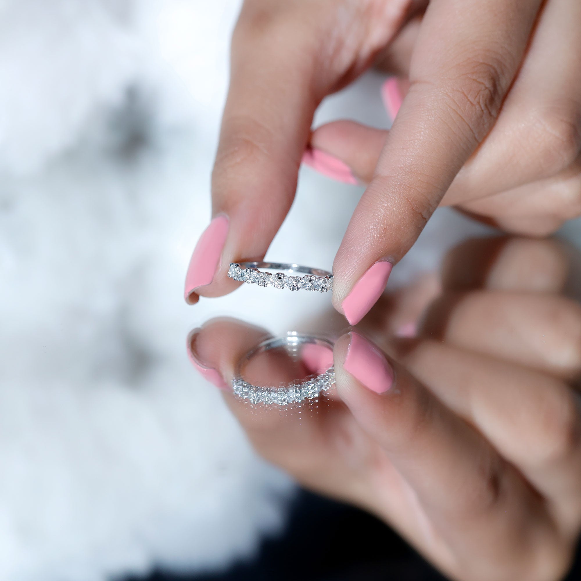 Certified Diamond Stackable Band Ring Natural - ( HI-SI ) - Rosec Jewels
