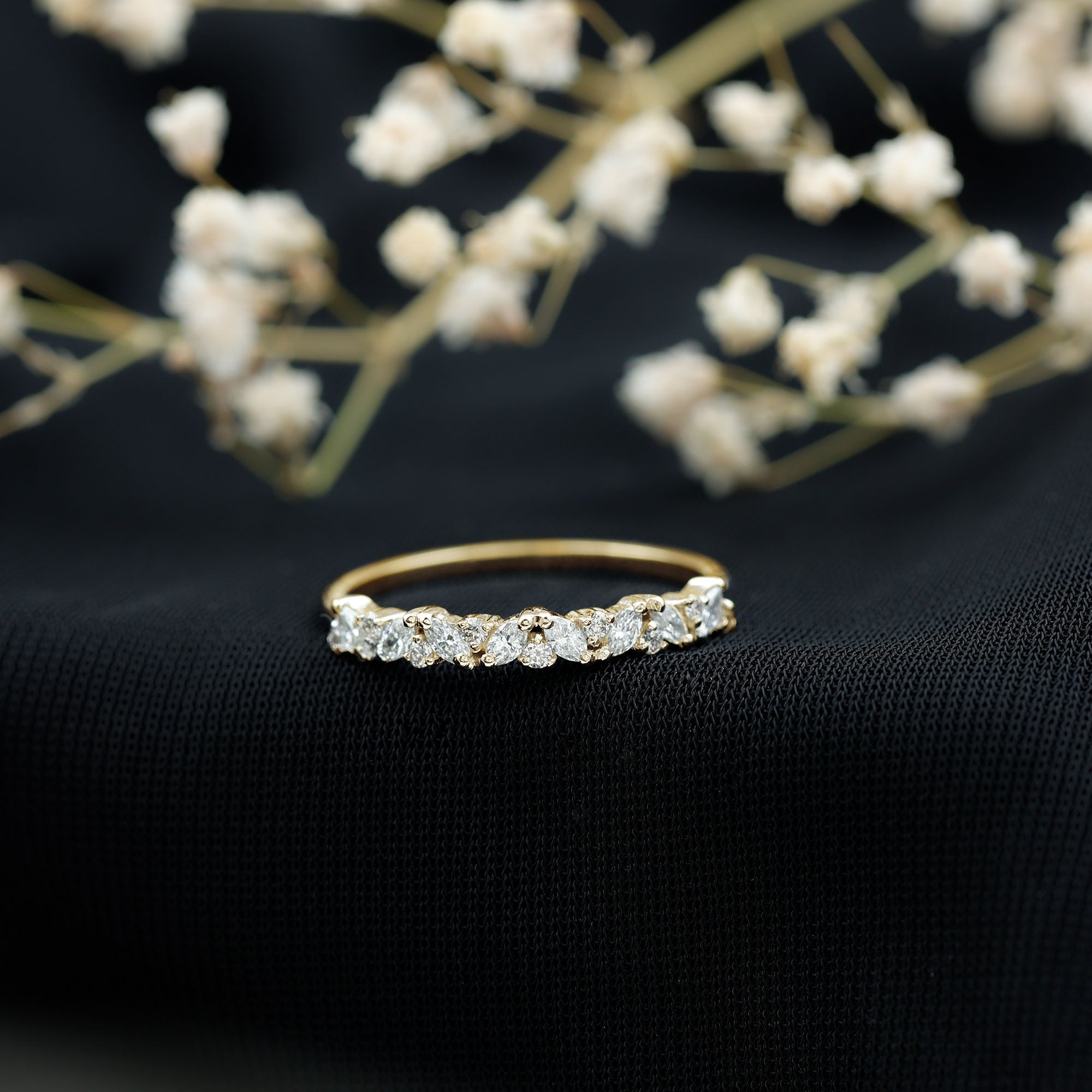 Certified Diamond Stackable Band Ring Natural - ( HI-SI ) - Rosec Jewels