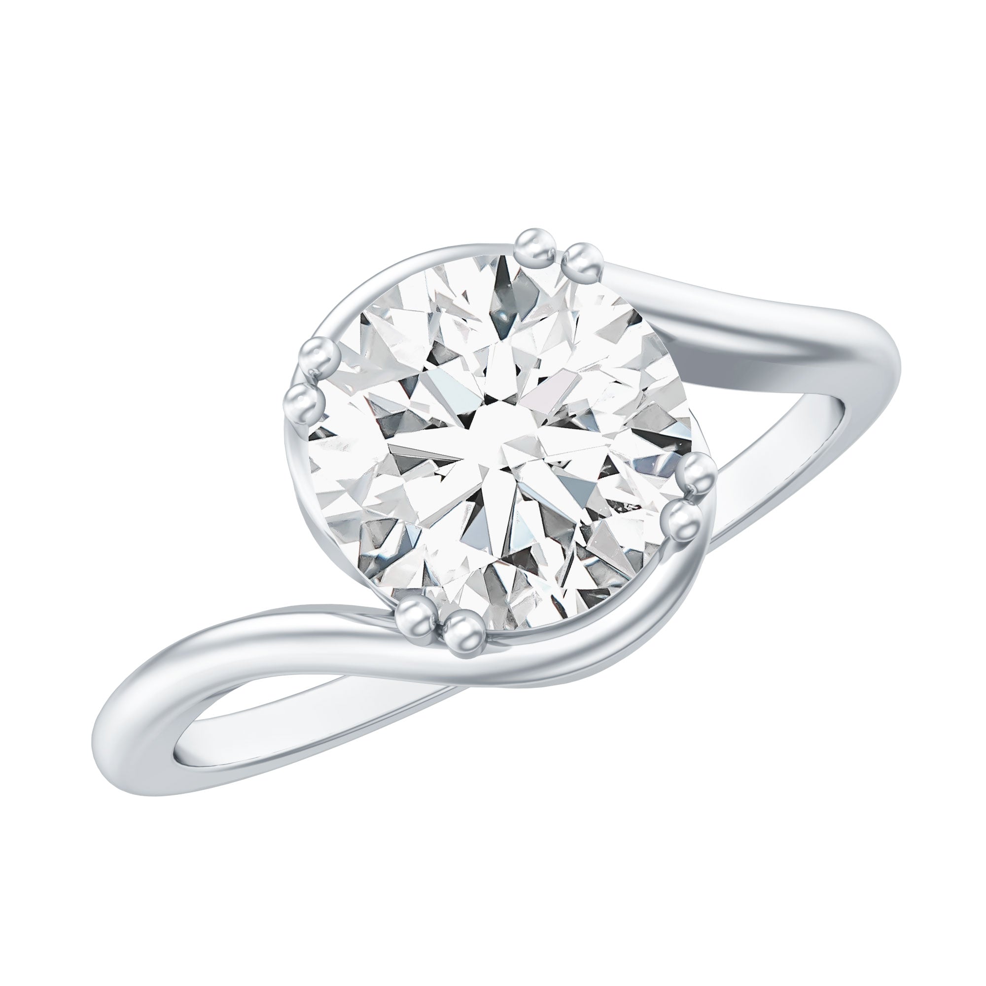 2 CT Round Moissanite Bypass Engagement Ring in Gold