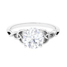 Round Moissanite Solitaire Engagement Ring with Celtic Details Moissanite - ( D-VS1 ) - Color and Clarity - Rosec Jewels