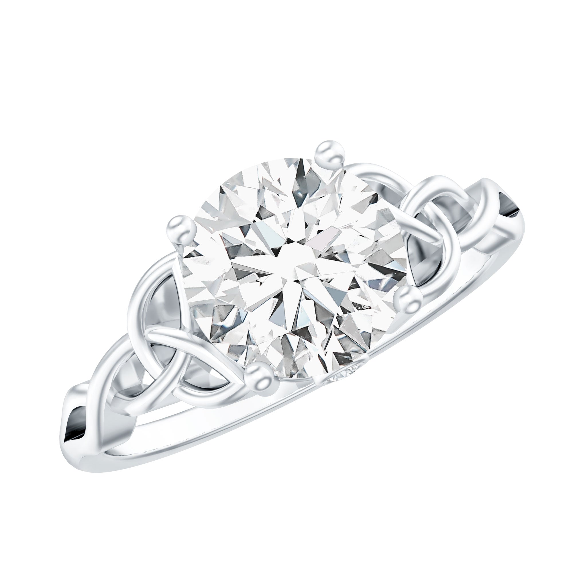 Certified Solitaire Moissanite Celtic Design Engagement Ring D-VS1 - Rosec Jewels