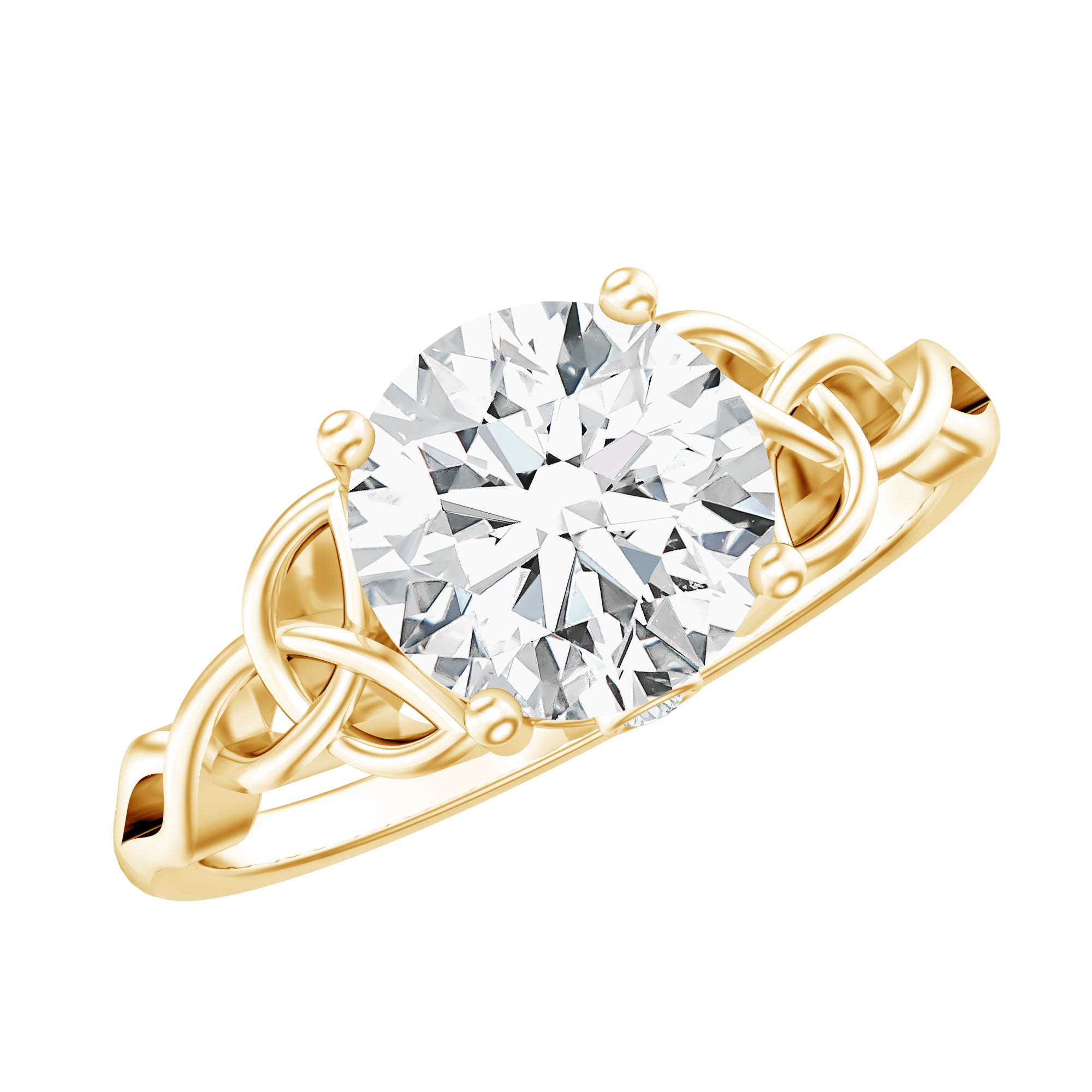 Certified Solitaire Moissanite Celtic Design Engagement Ring D-VS1 - Rosec Jewels